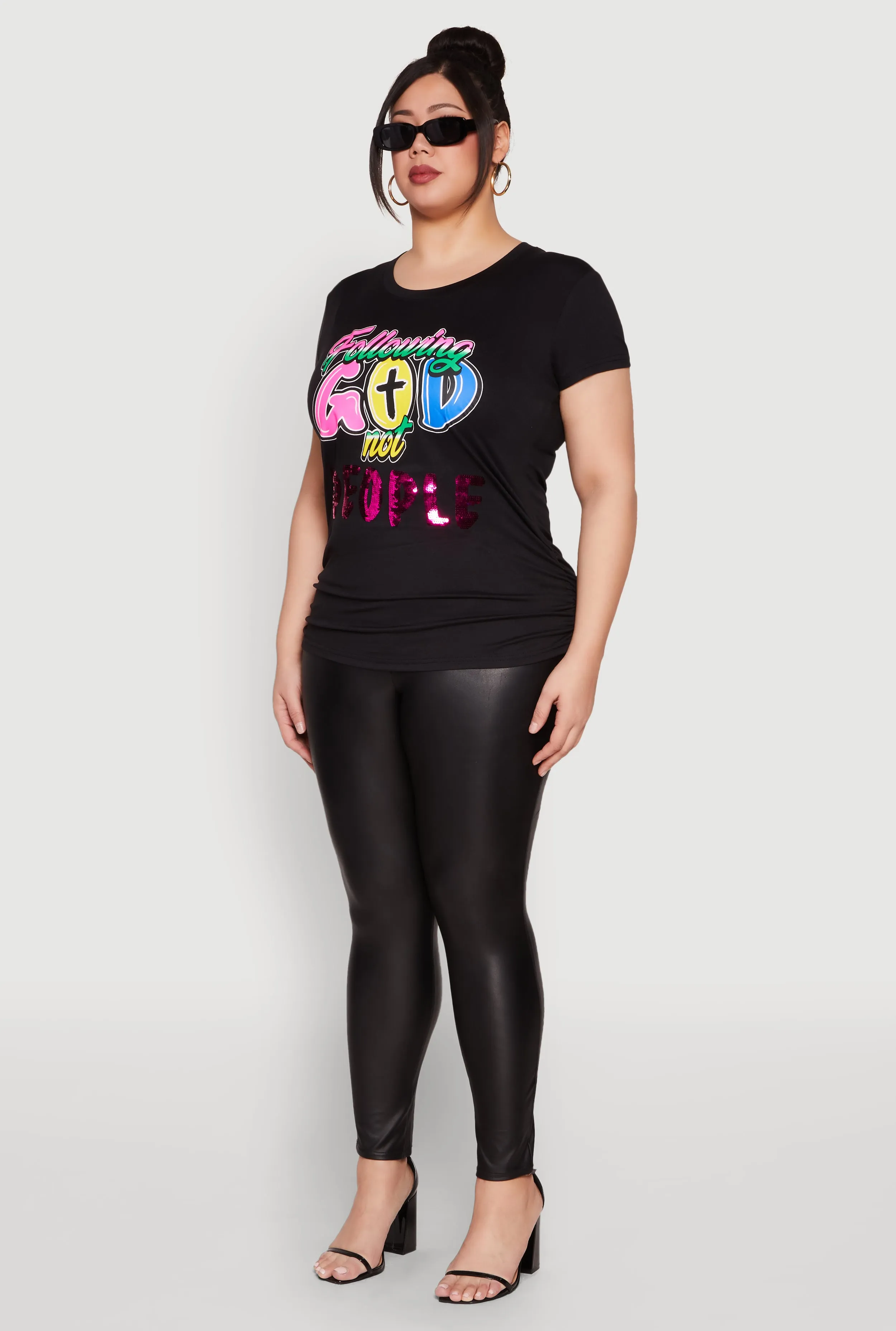 Plus Size Following God Sequin Graphic Tee sold by Rainbow product image thumbnail 5