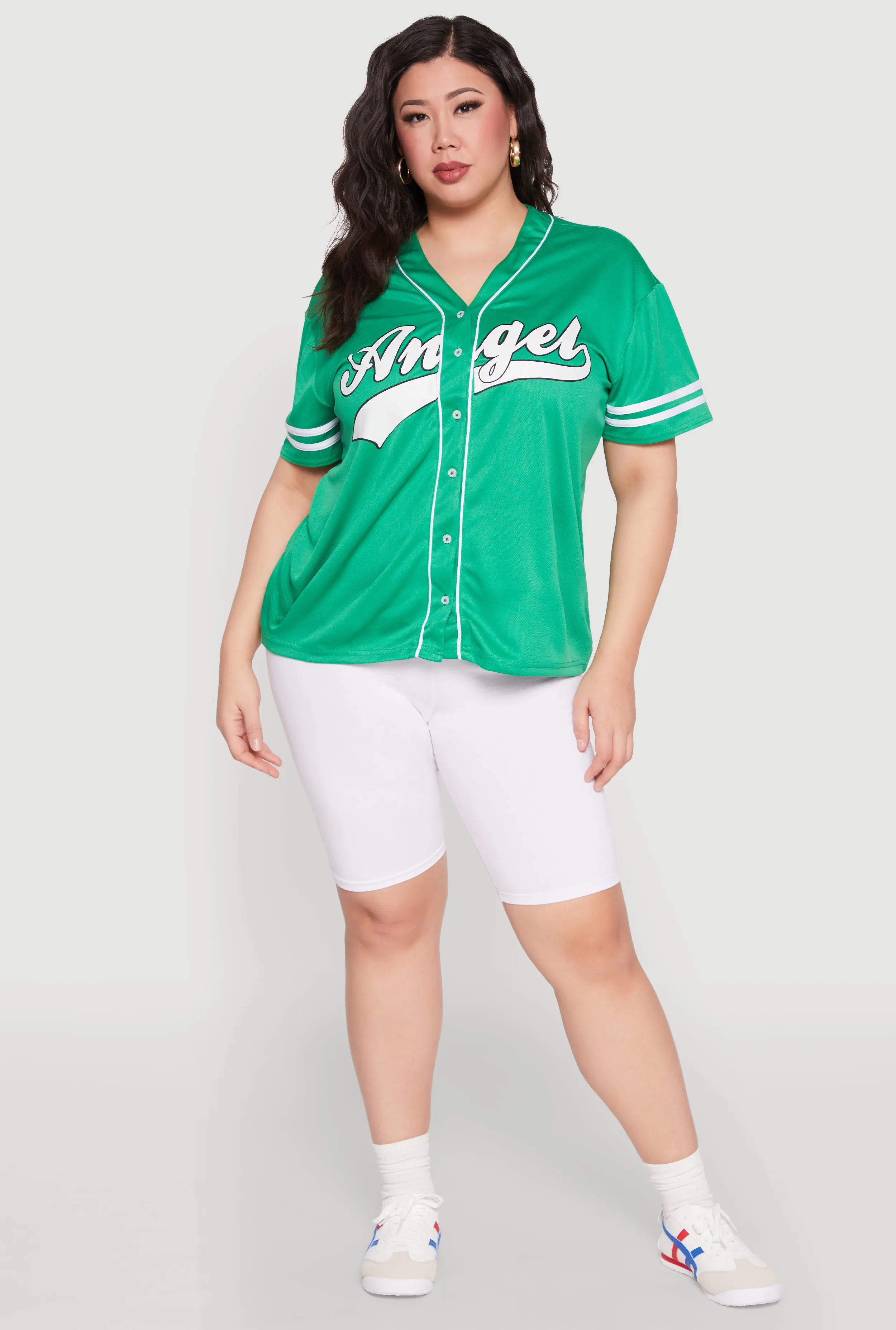 Plus Size Angel Graphic Baseball Tee sold by Rainbow