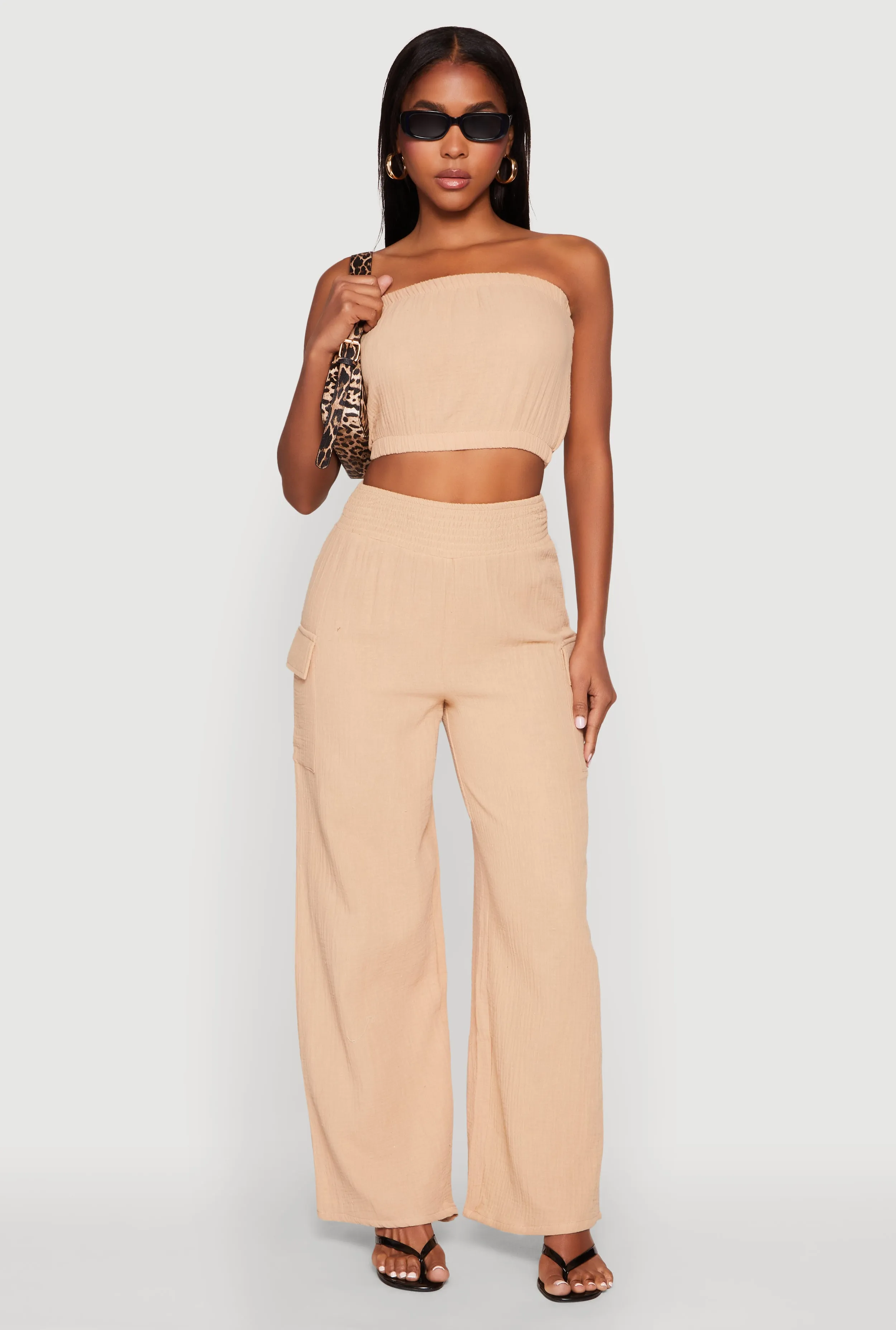 Gauze Knit Cargo Pocket Pants sold by Rainbow