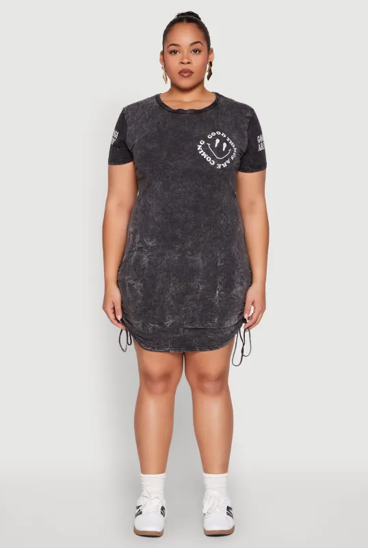 Plus Size Mineral Wash Good Things Are Coming Dress sold by Rainbow