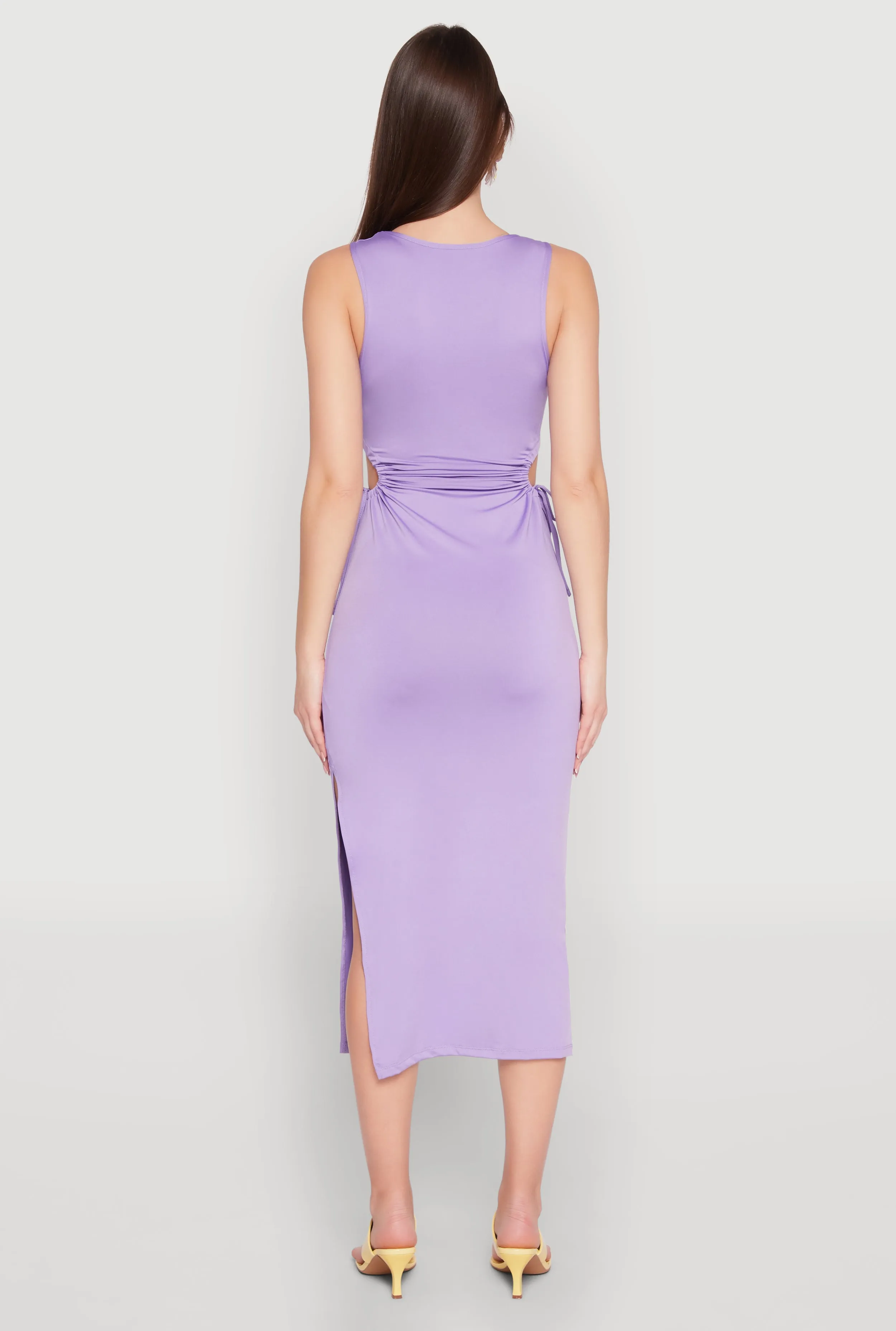 Drawstring Side Cut Out Sleeveless Midi Dress sold by Rainbow product image thumbnail 5