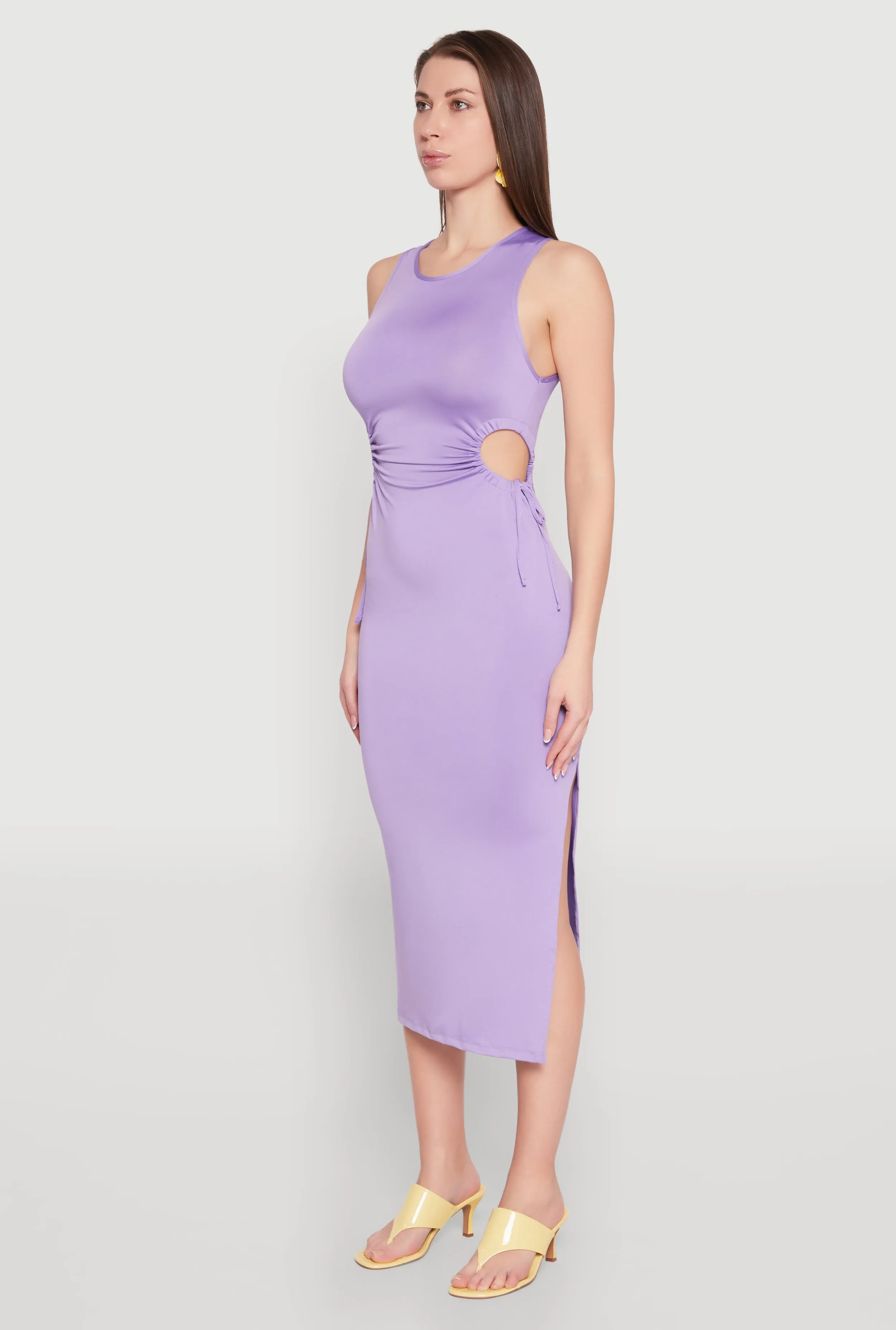 Drawstring Side Cut Out Sleeveless Midi Dress sold by Rainbow product image thumbnail 3