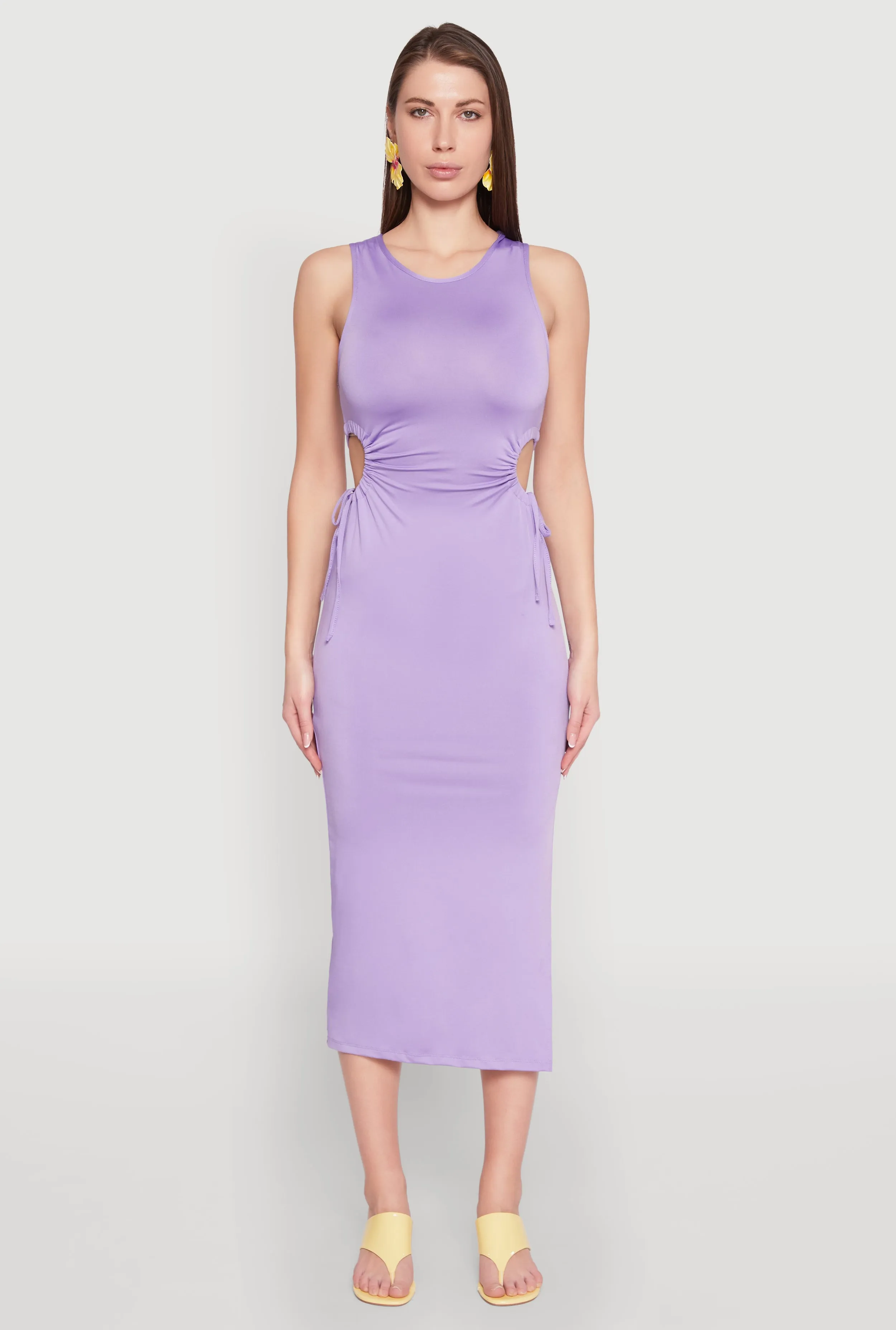 Drawstring Side Cut Out Sleeveless Midi Dress sold by Rainbow product image thumbnail 2