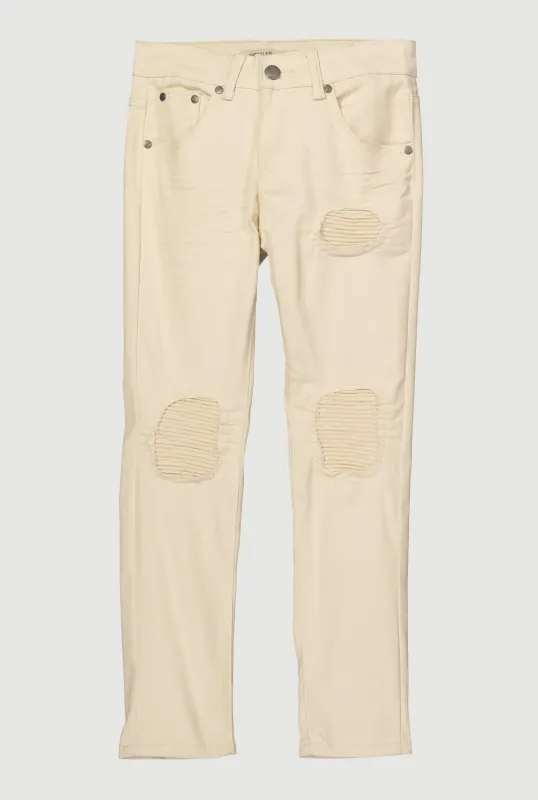 Boys Moto Patch and Repair Skinny Jeans sold by Rainbow