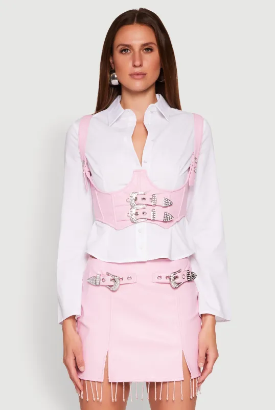 Faux Leather Western Underbust Corset sold by Rainbow