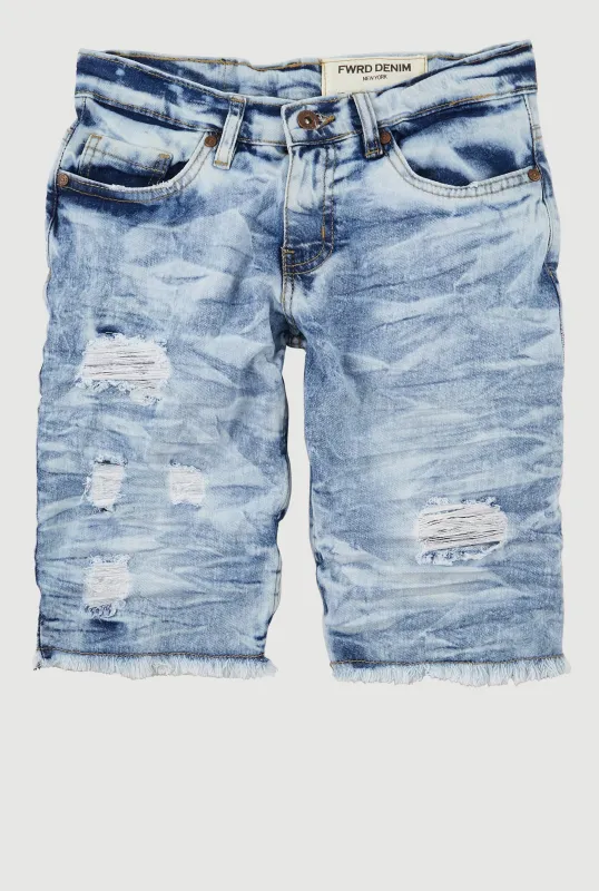 Boys Frayed Hem Denim Bermuda Shorts sold by Rainbow