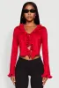 Ruffle Trim Tie Front Crop Top sold by Rainbow