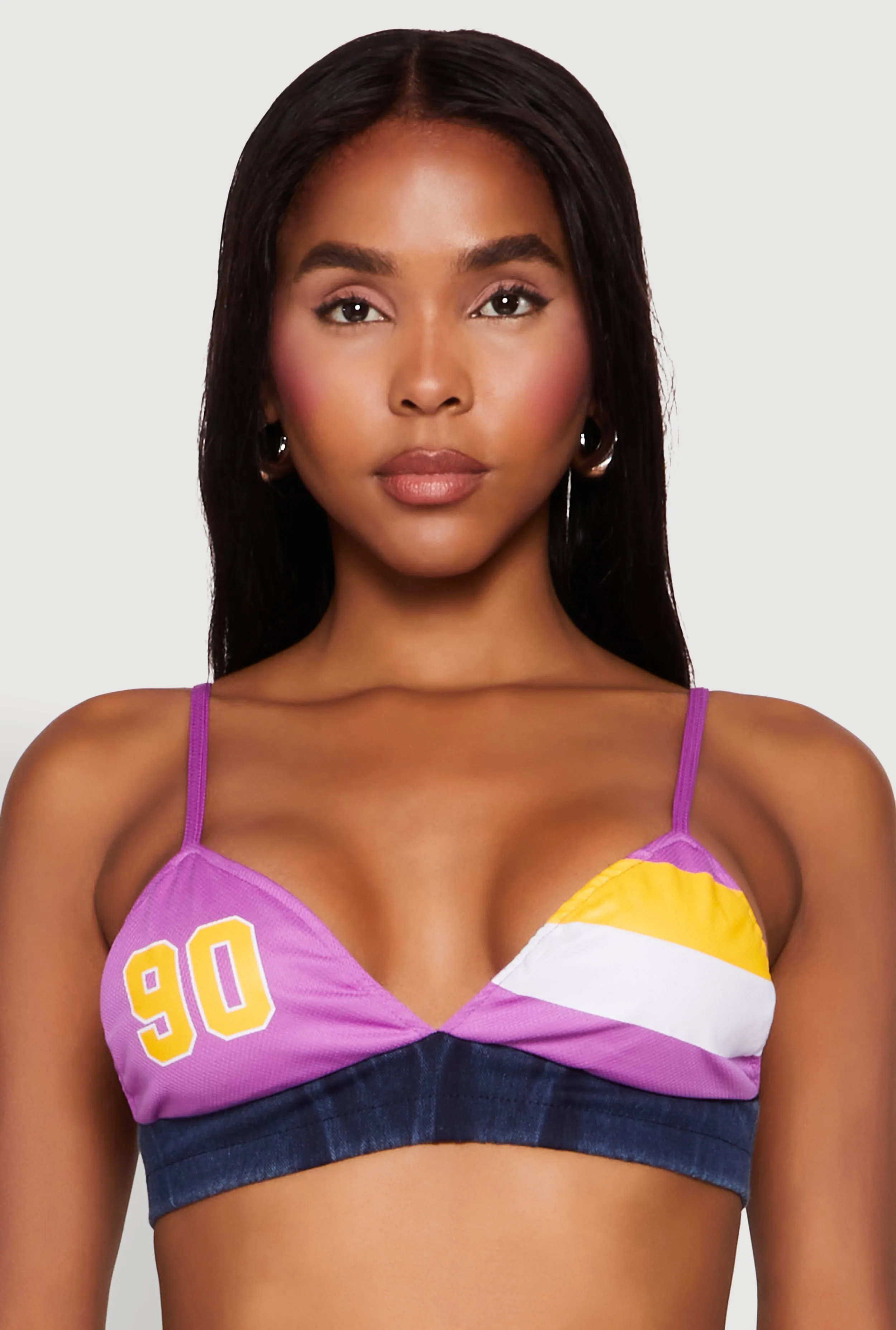 Jersey Mesh 90 Graphic Contrast Trim Bralette sold by Rainbow