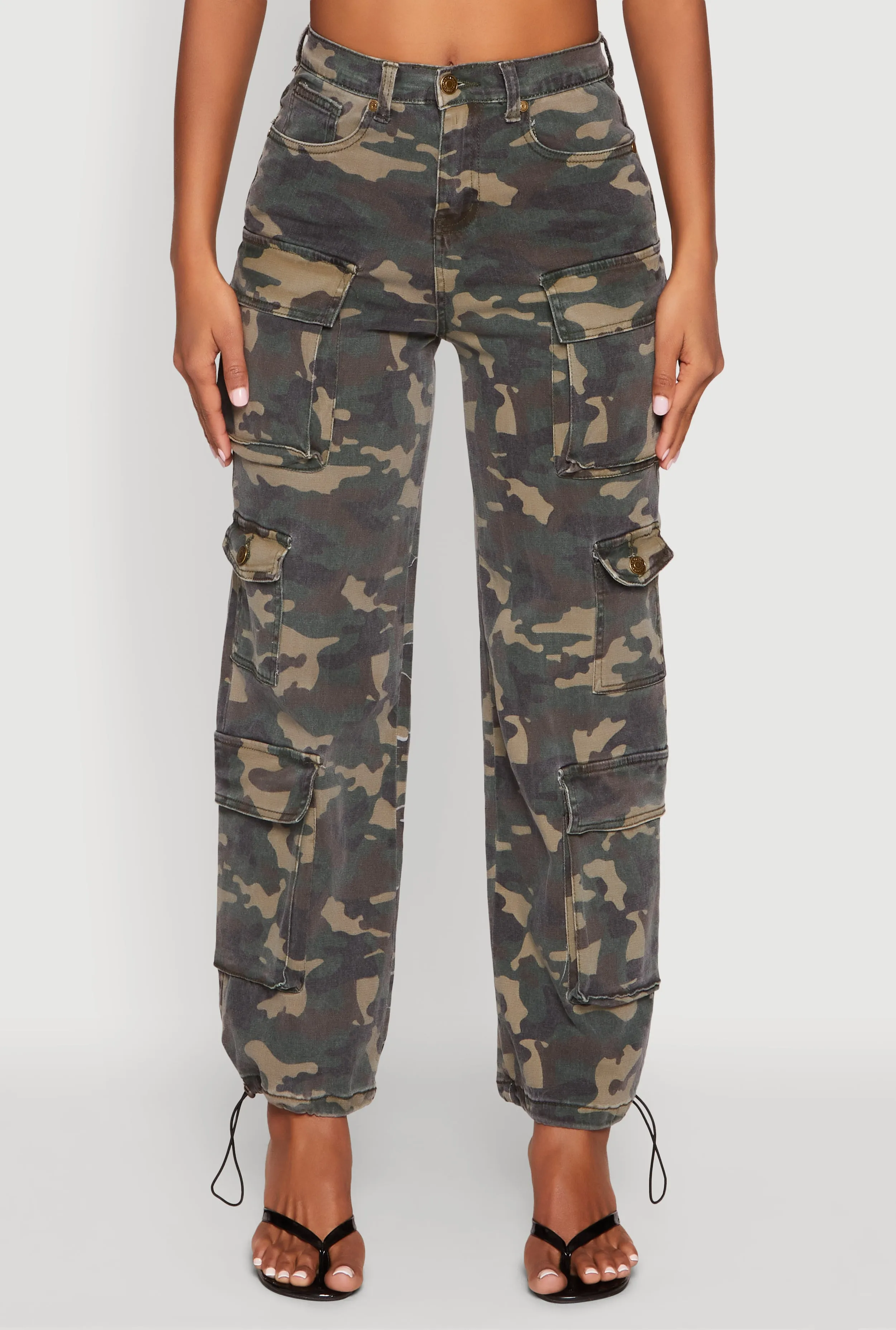 Denim Camouflage Cargo Pocket Drawstring Joggers sold by Rainbow product image thumbnail 3