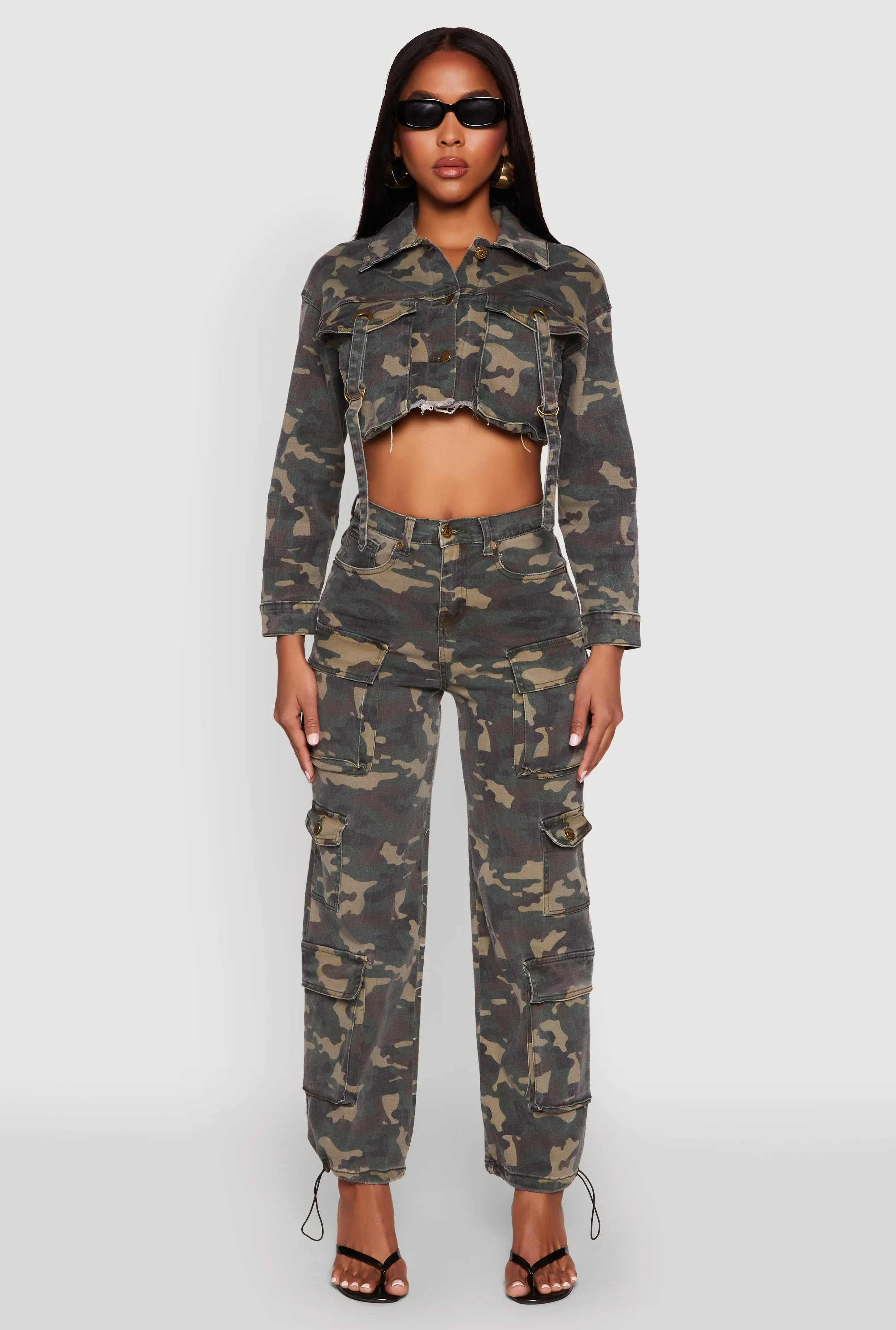 Denim Camouflage Cargo Pocket Drawstring Joggers sold by Rainbow product image thumbnail 2