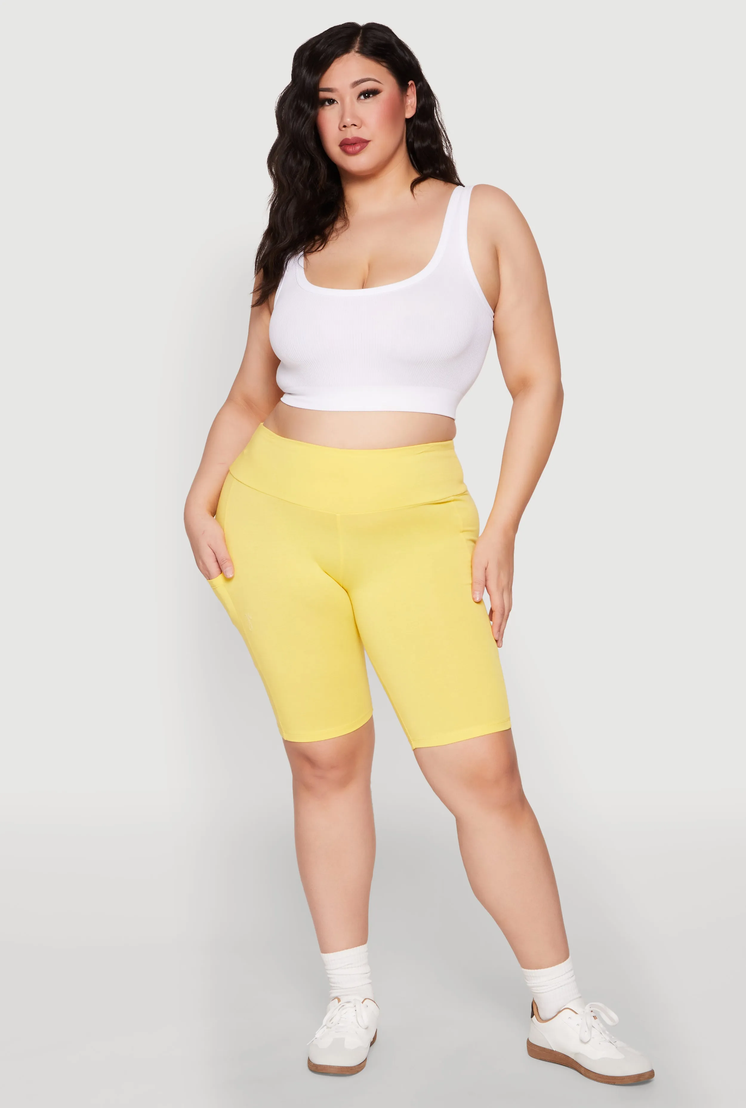 Plus Size High Waist Cell Phone Pocket Biker Shorts sold by Rainbow product image thumbnail 2