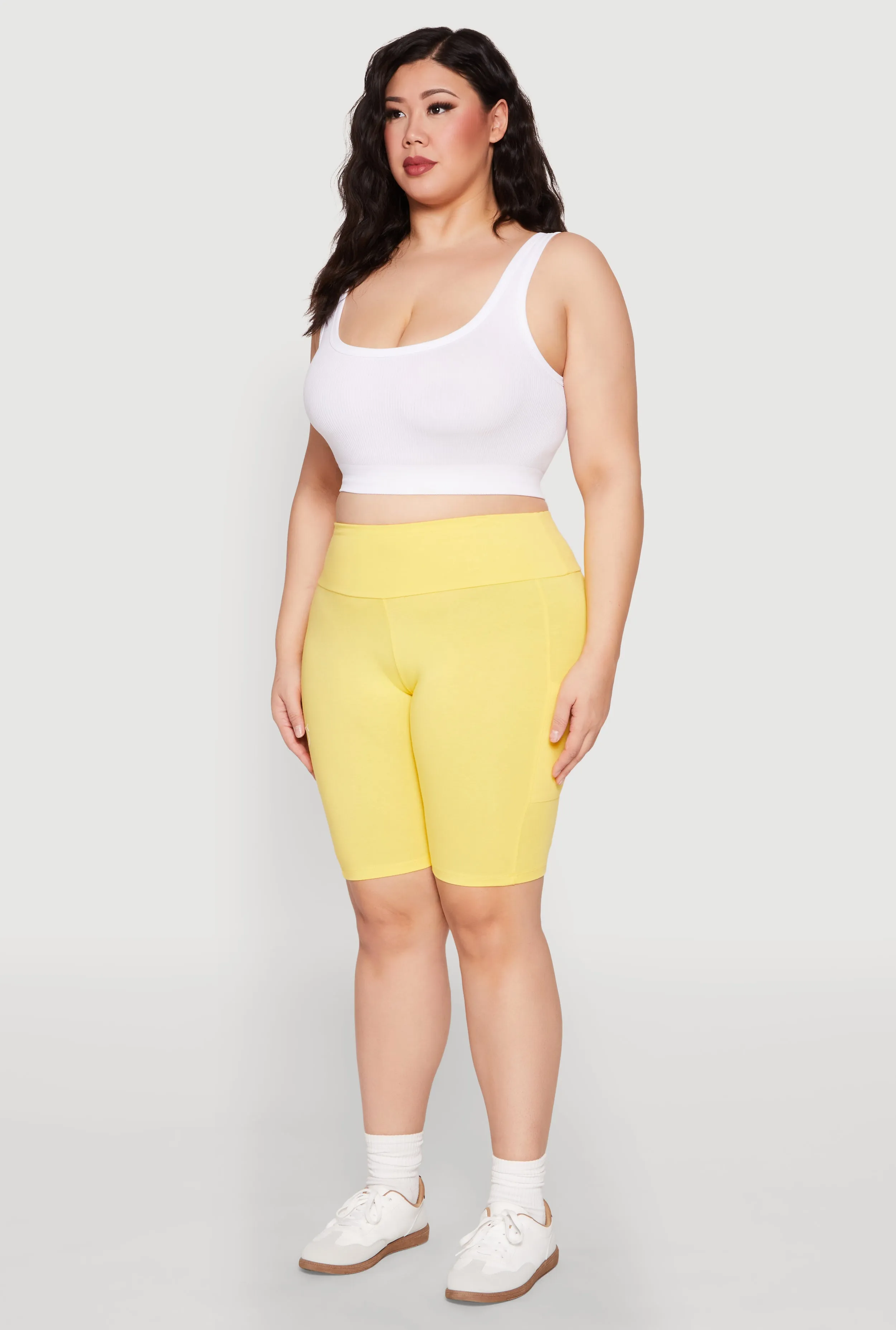 Plus Size High Waist Cell Phone Pocket Biker Shorts sold by Rainbow product image thumbnail 3