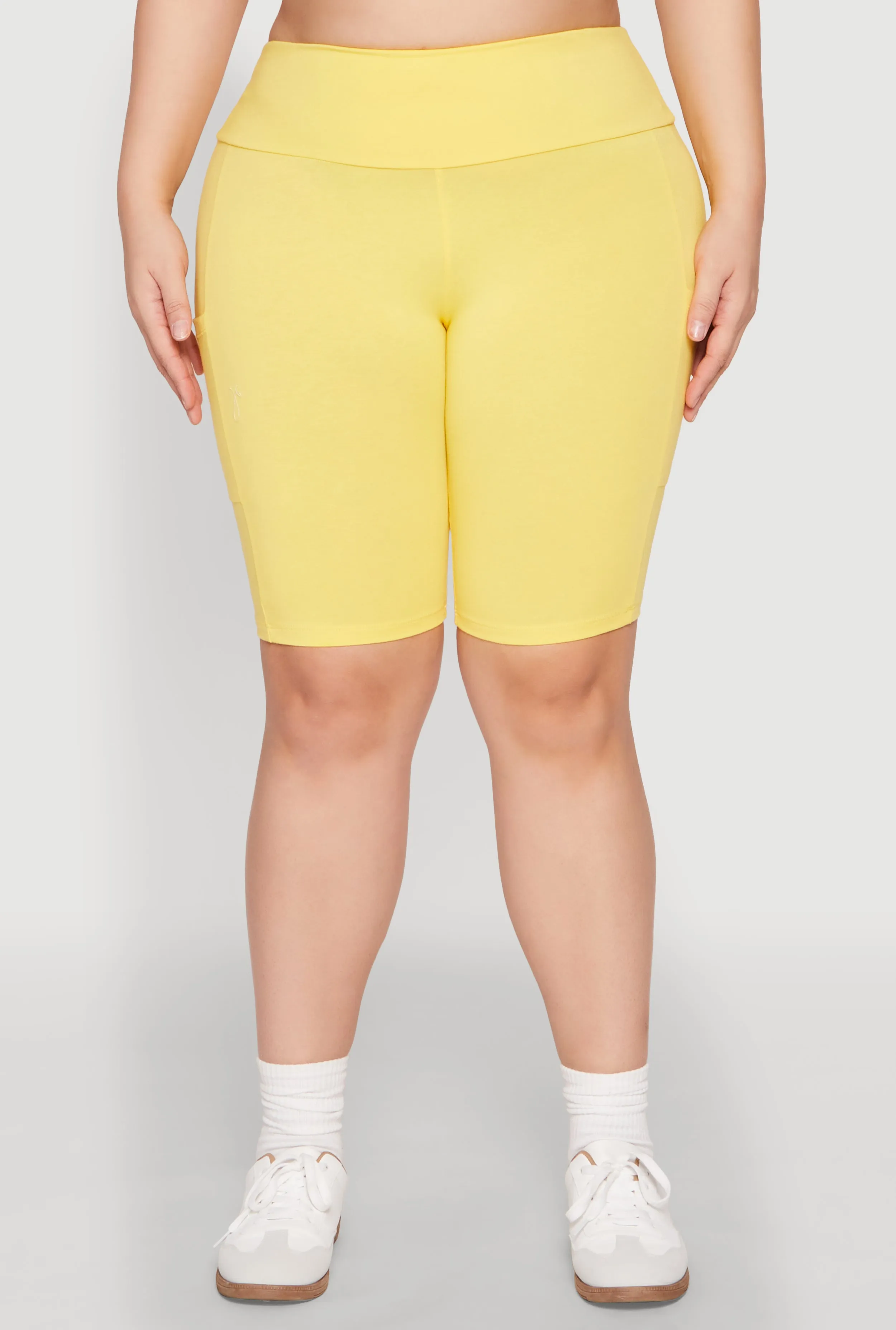 Plus Size High Waist Cell Phone Pocket Biker Shorts sold by Rainbow product image thumbnail 5