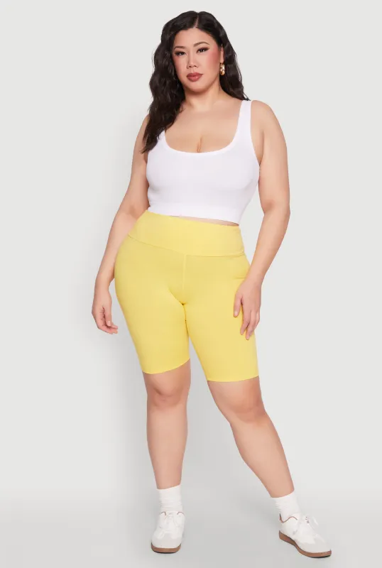 Plus Size High Waisted Bike Shorts sold by Rainbow