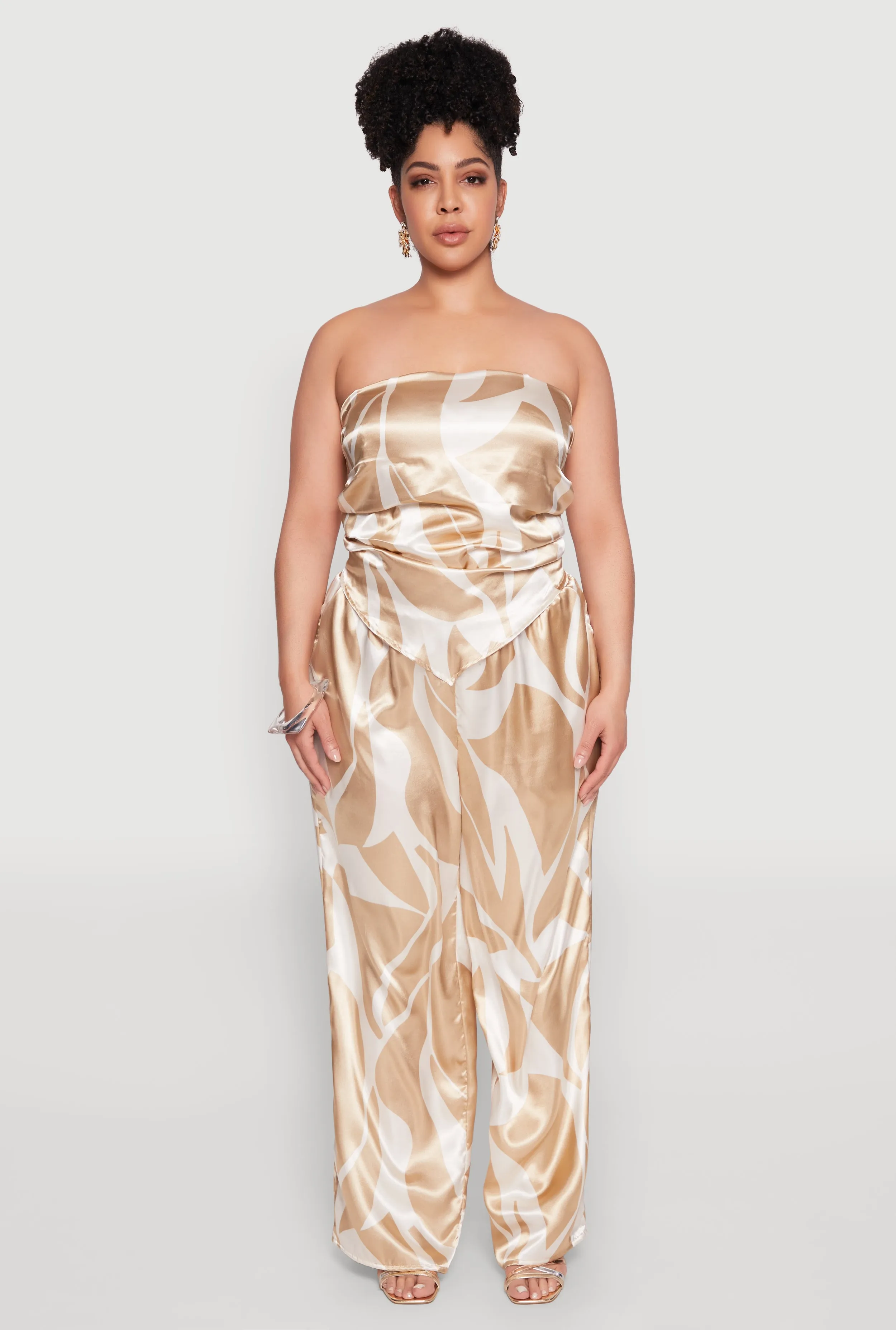 Plus Size Satin Scarf Print Tube Top sold by Rainbow product image thumbnail 3