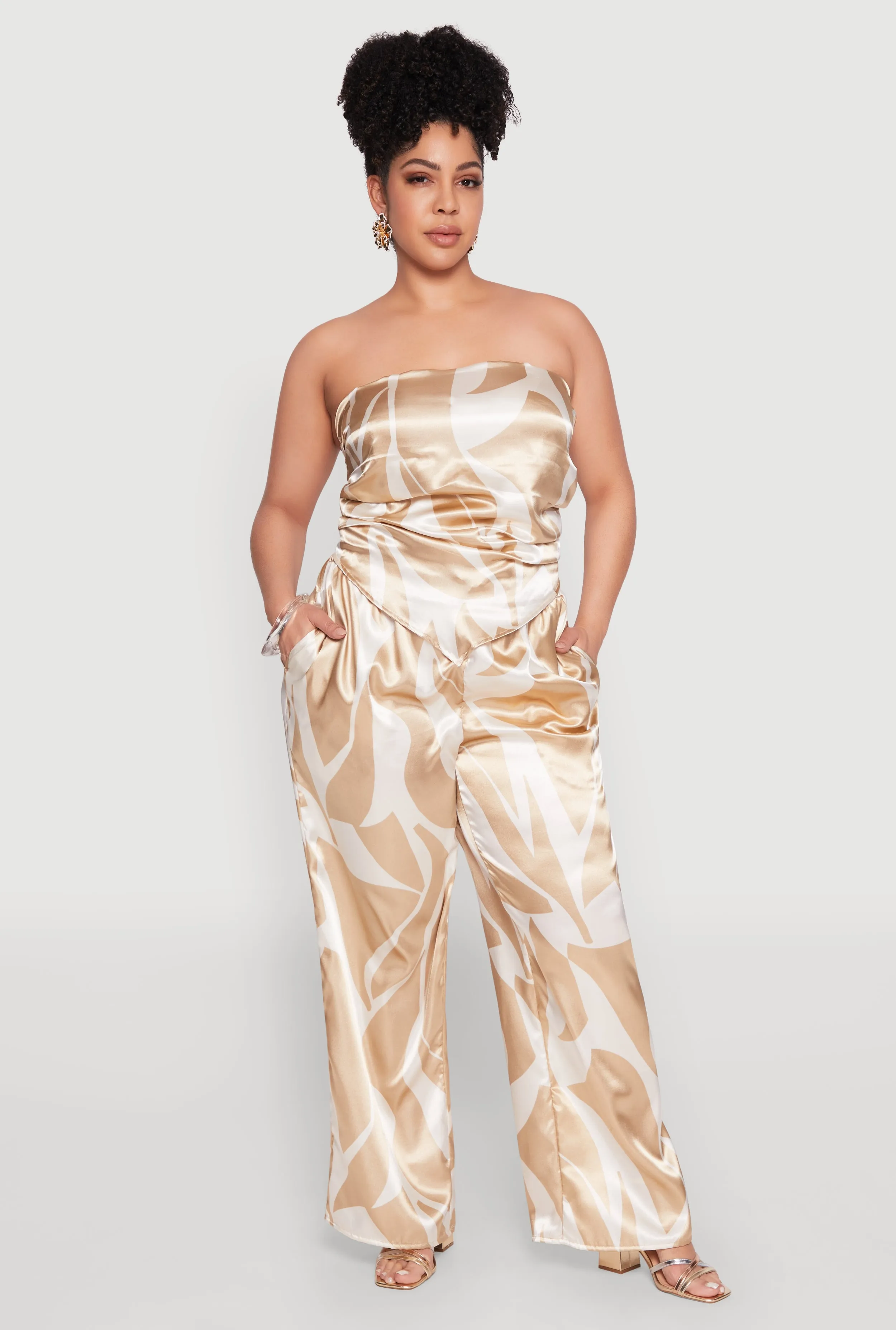 Plus Size Satin Scarf Print Tube Top sold by Rainbow product image thumbnail 2