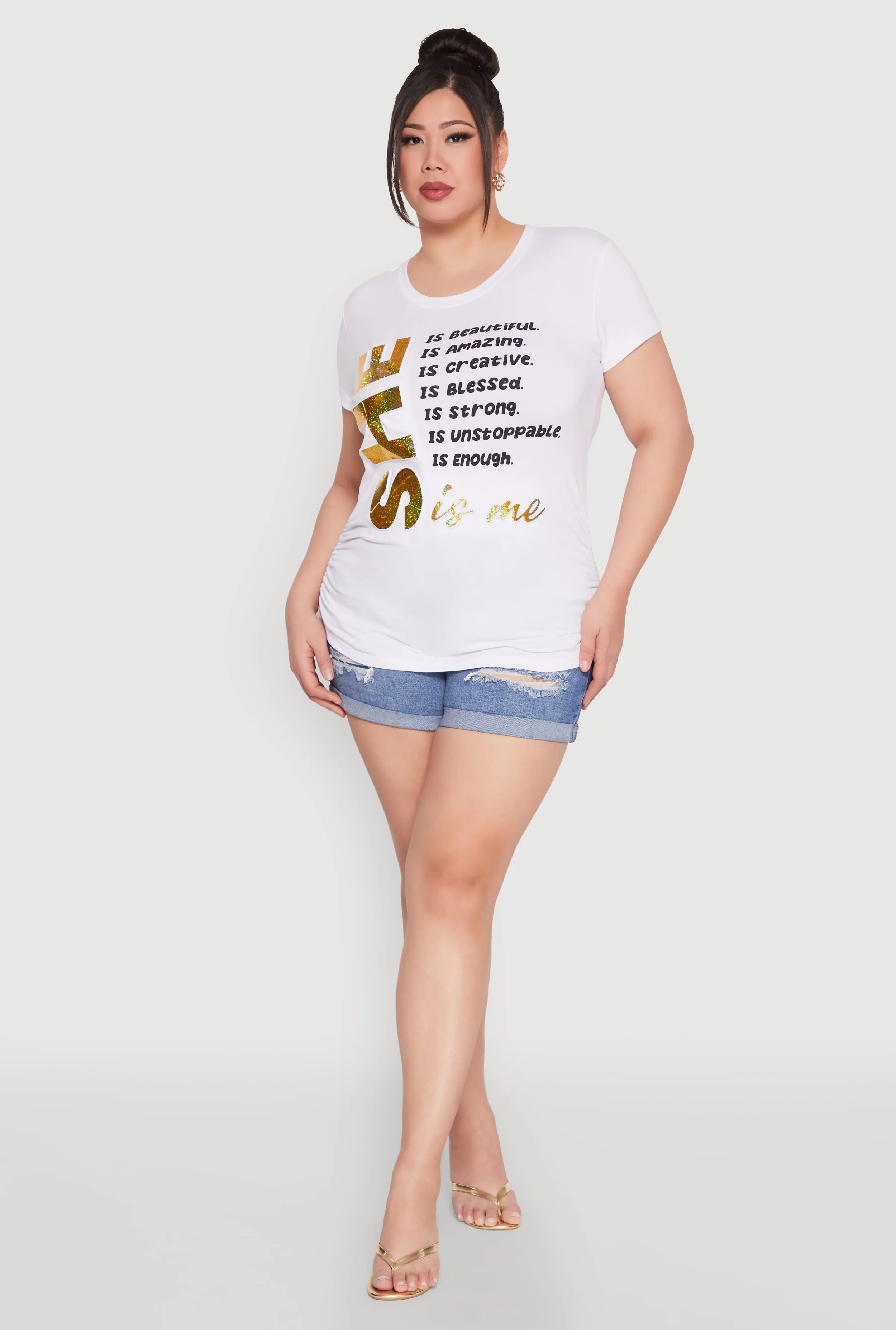 Plus Size 3D Foil She Is Me Graphic Tee sold by Rainbow product image thumbnail 3