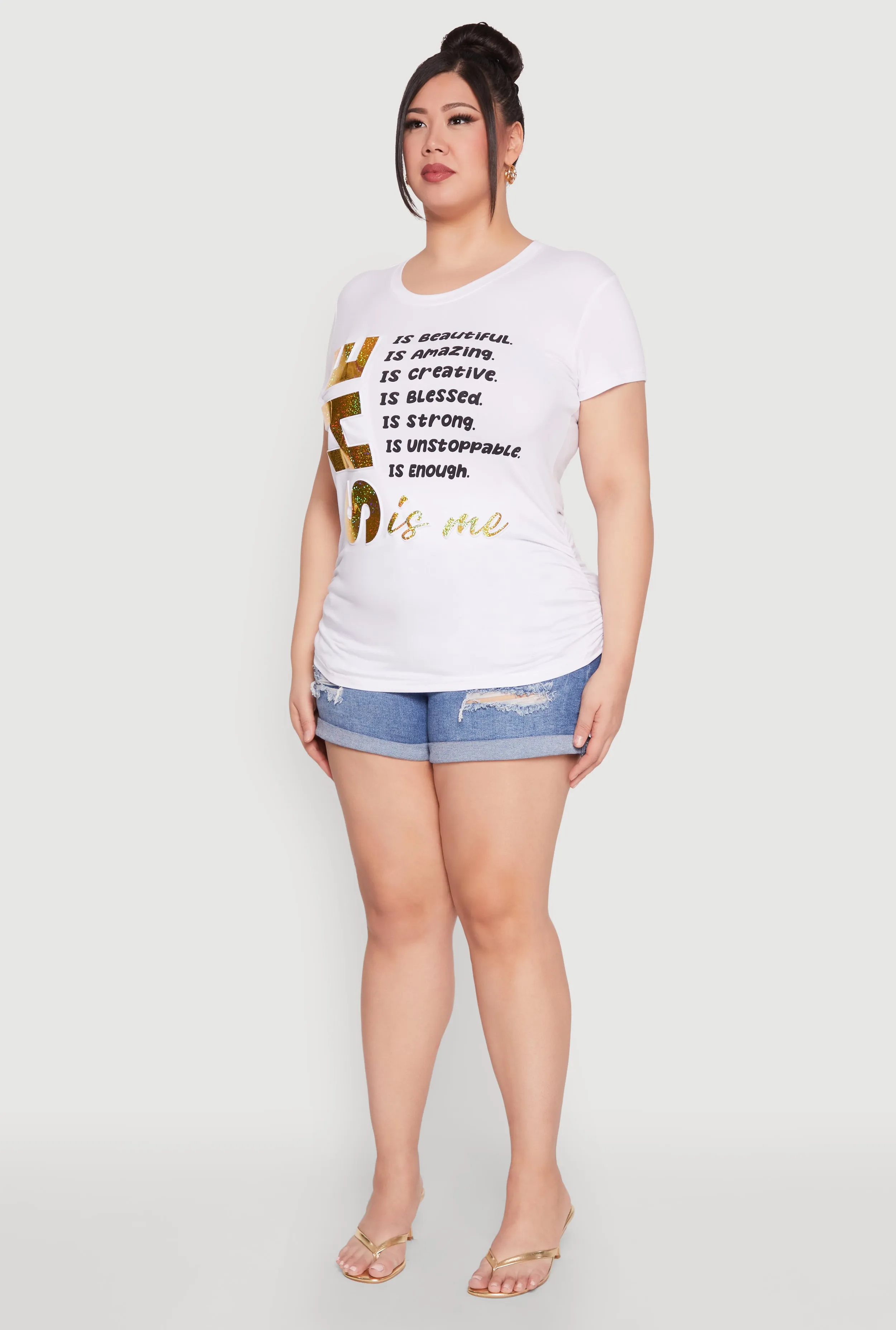Plus Size 3D Foil She Is Me Graphic Tee sold by Rainbow product image thumbnail 5