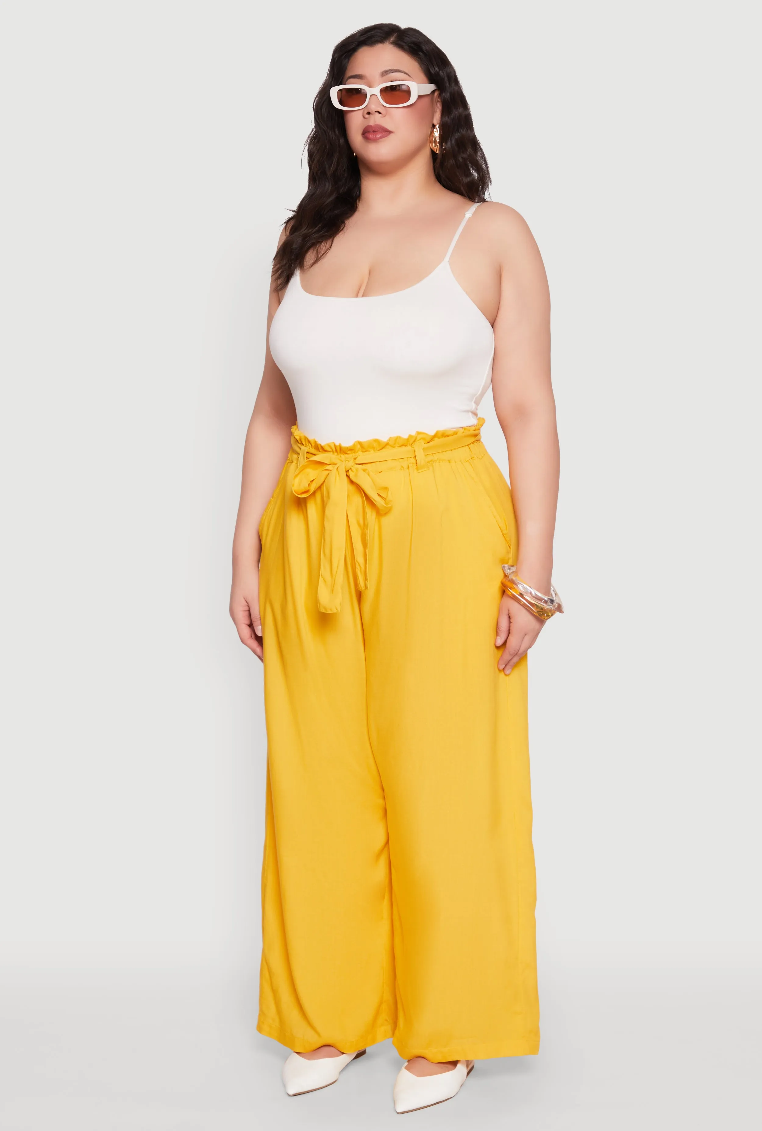 Plus Size Paper Bag Waist Belted Pants sold by Rainbow product image thumbnail 3