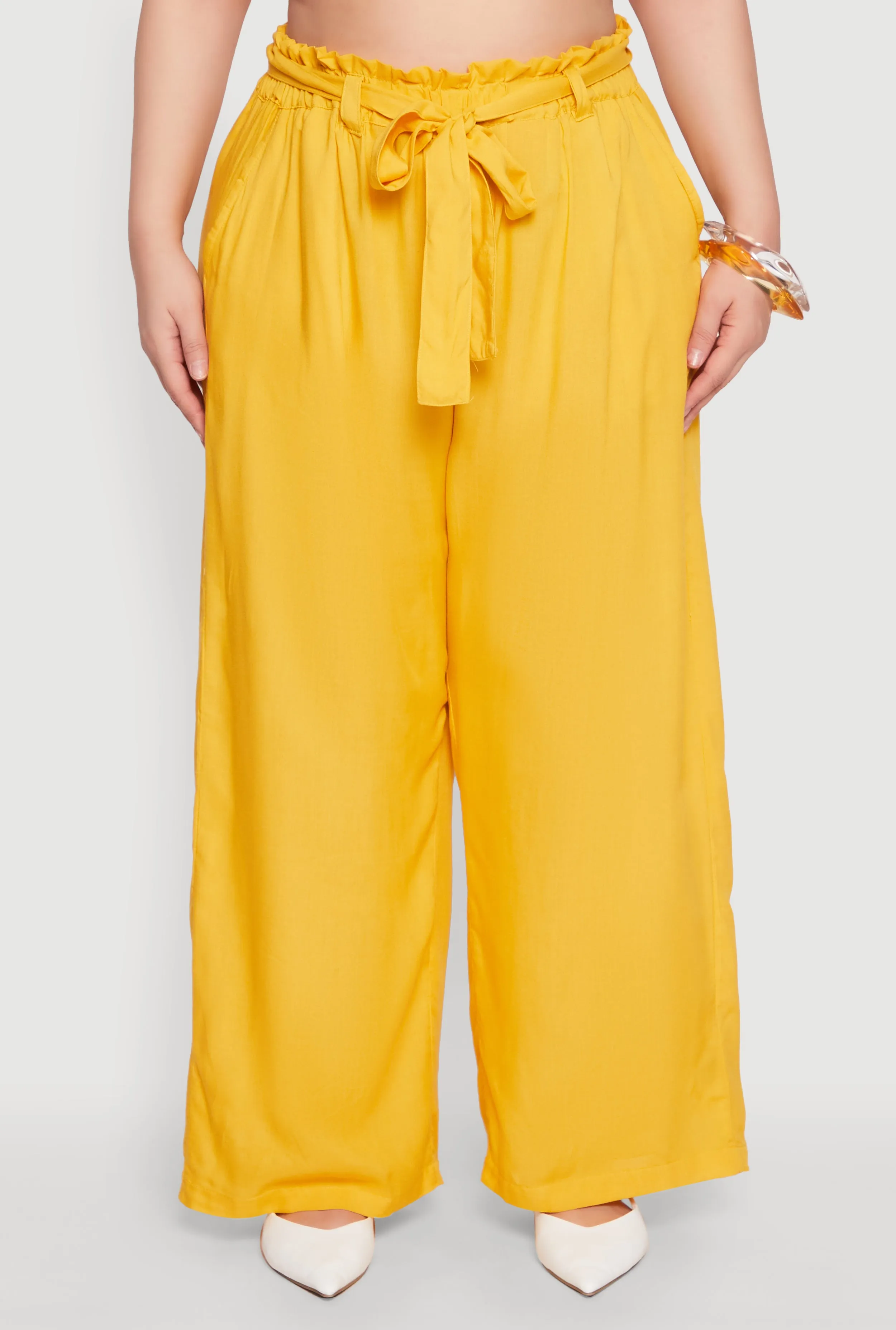 Plus Size Paper Bag Waist Belted Pants sold by Rainbow product image thumbnail 5