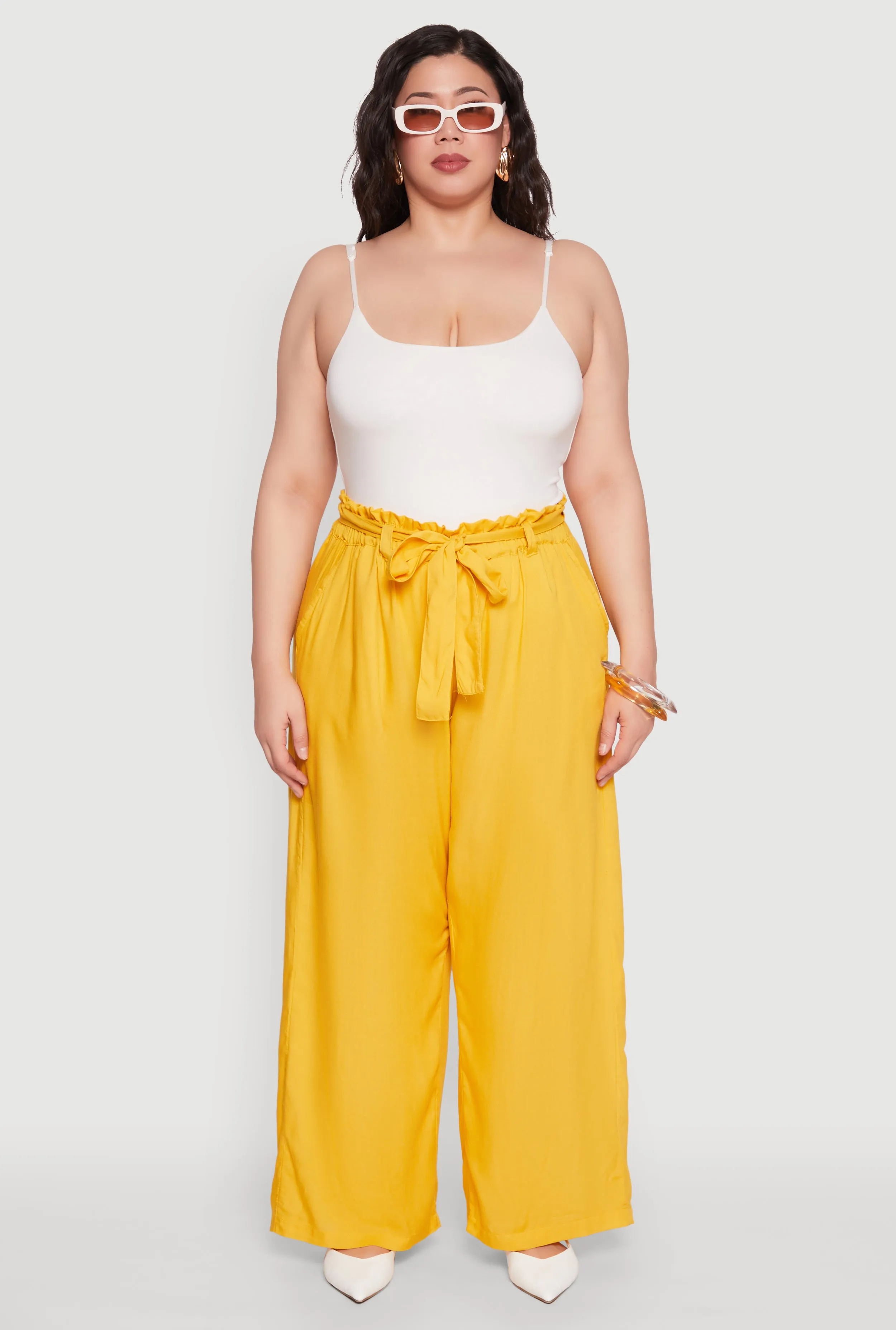 Plus Size Paper Bag Waist Belted Pants sold by Rainbow product image thumbnail 2