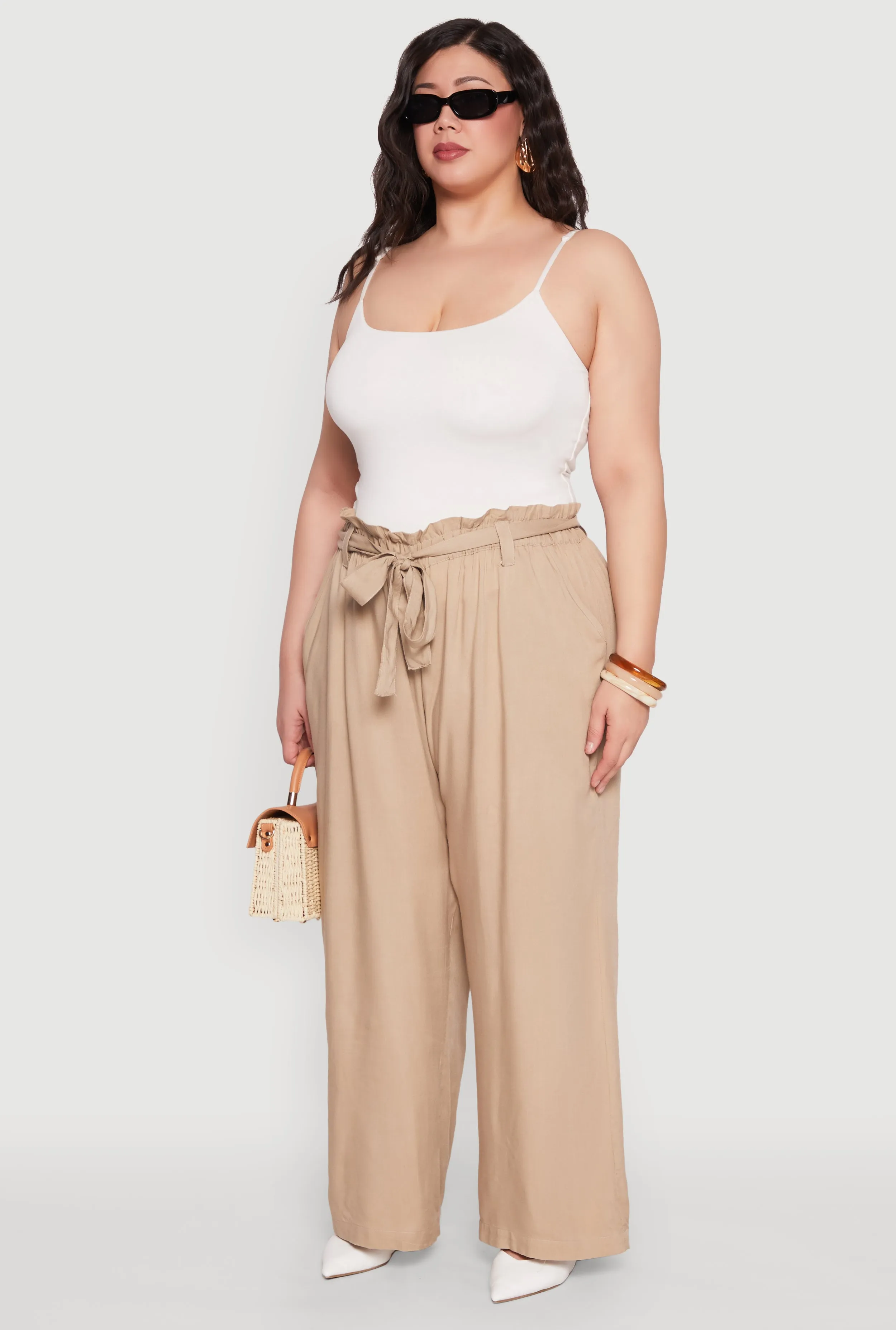 Plus Size Paper Bag Waist Belted Pants sold by Rainbow product image thumbnail 3