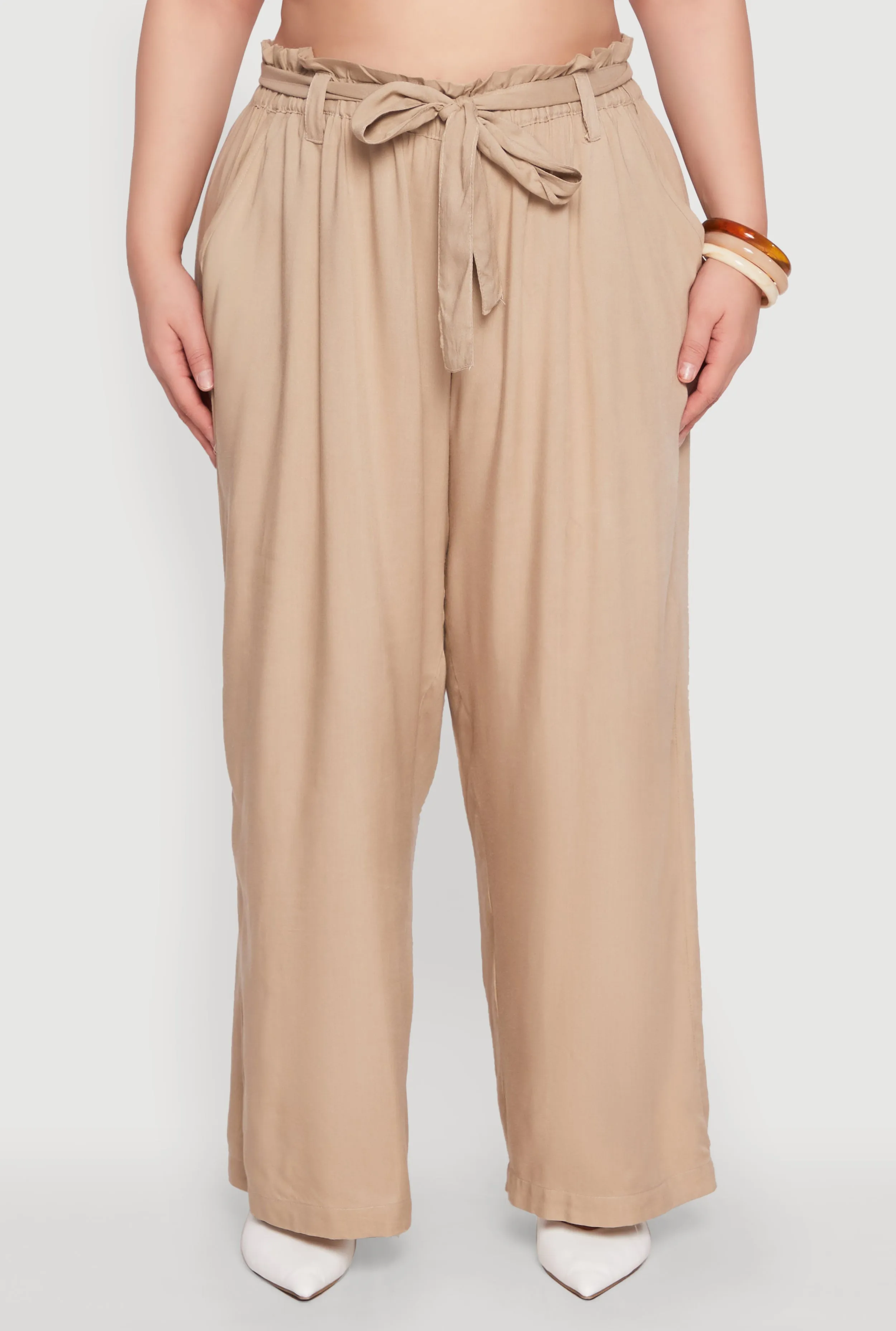 Plus Size Paper Bag Waist Belted Pants sold by Rainbow product image thumbnail 5