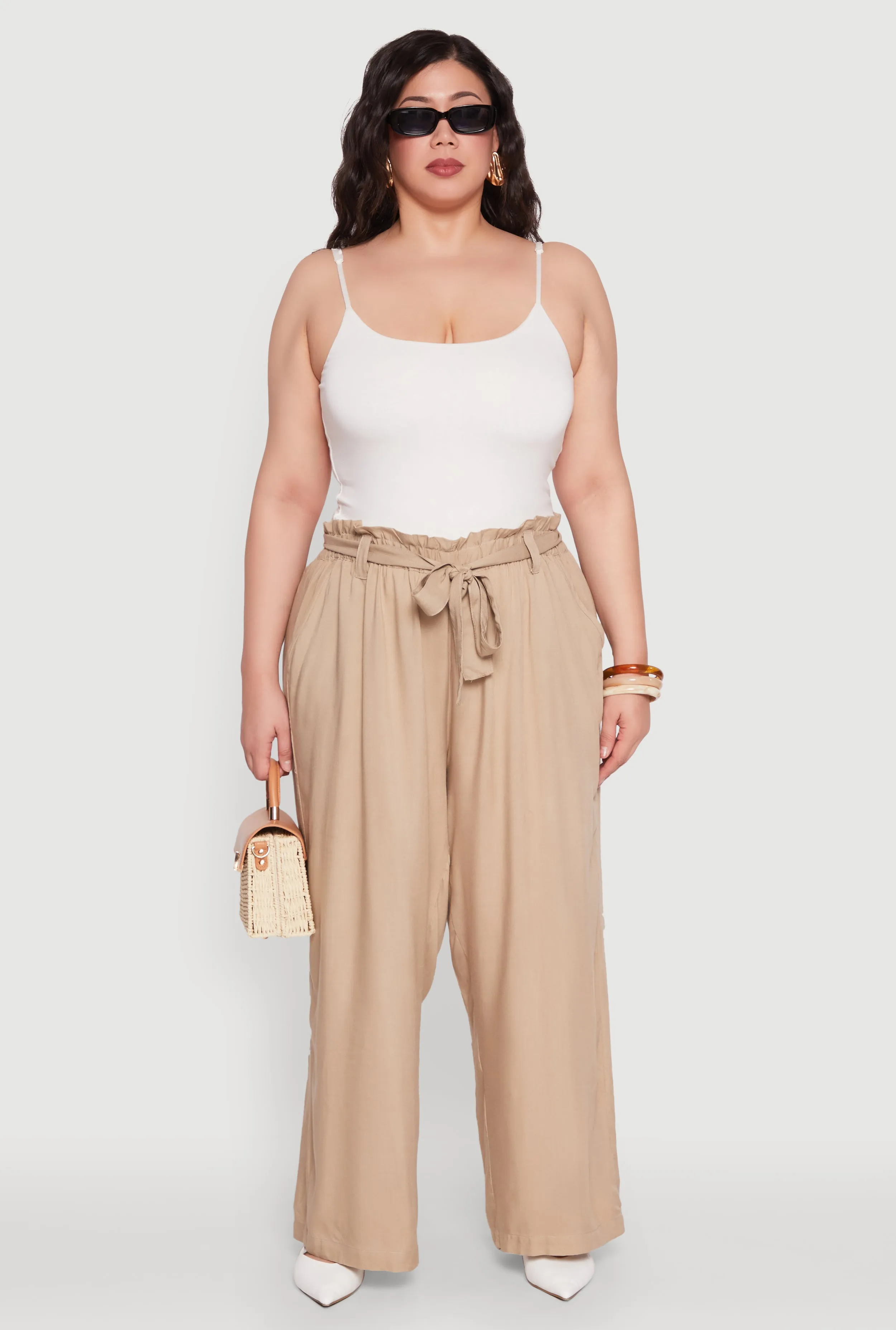 Plus Size Paper Bag Waist Belted Pants sold by Rainbow product image thumbnail 2