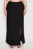 Plus Size High Waisted Slit Front Skirt sold by Rainbow