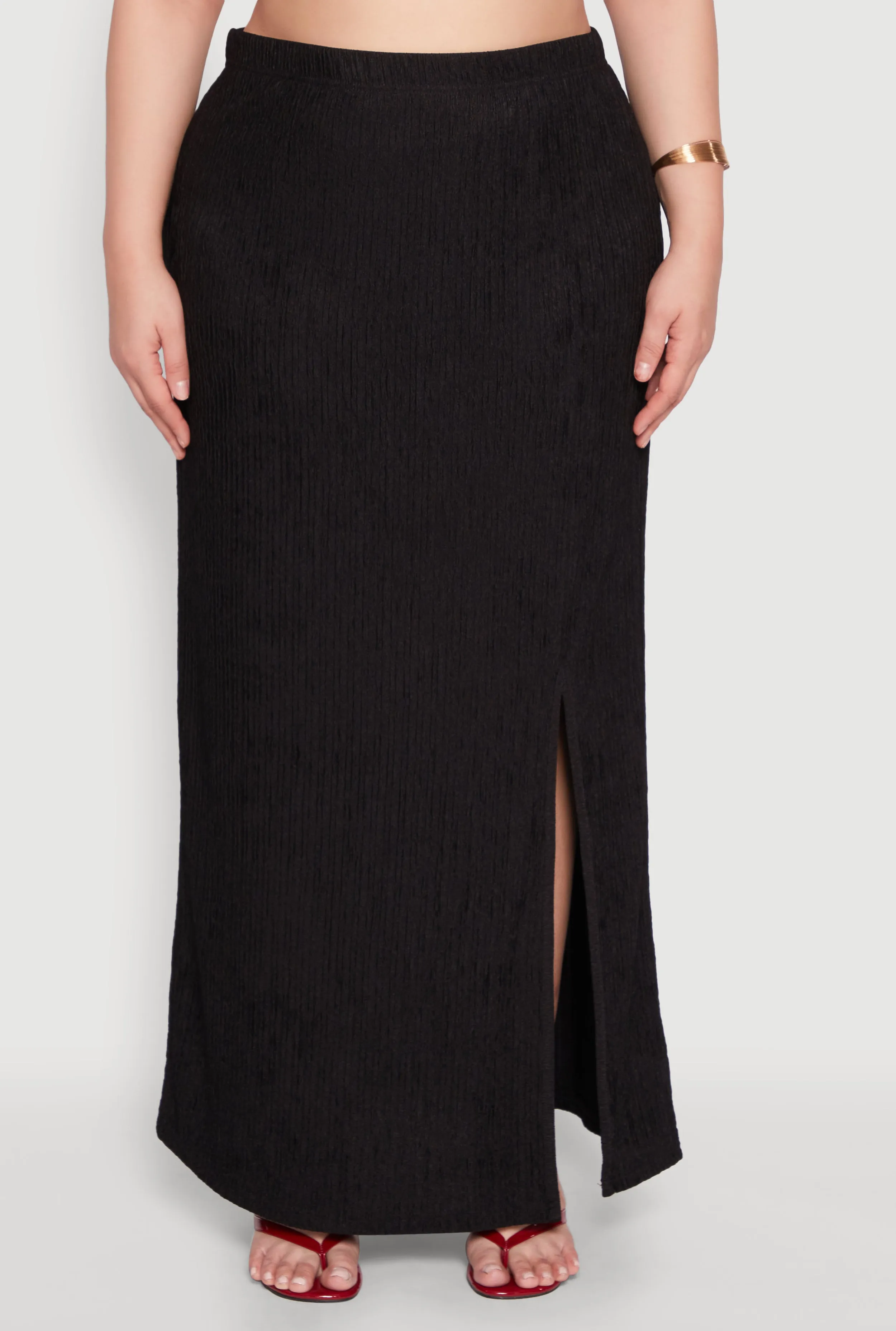 Plus Size High Waisted Slit Front Skirt sold by Rainbow product image thumbnail 3