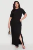 Plus Size High Waisted Slit Front Skirt sold by Rainbow