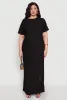 Plus Size High Waisted Slit Front Skirt sold by Rainbow