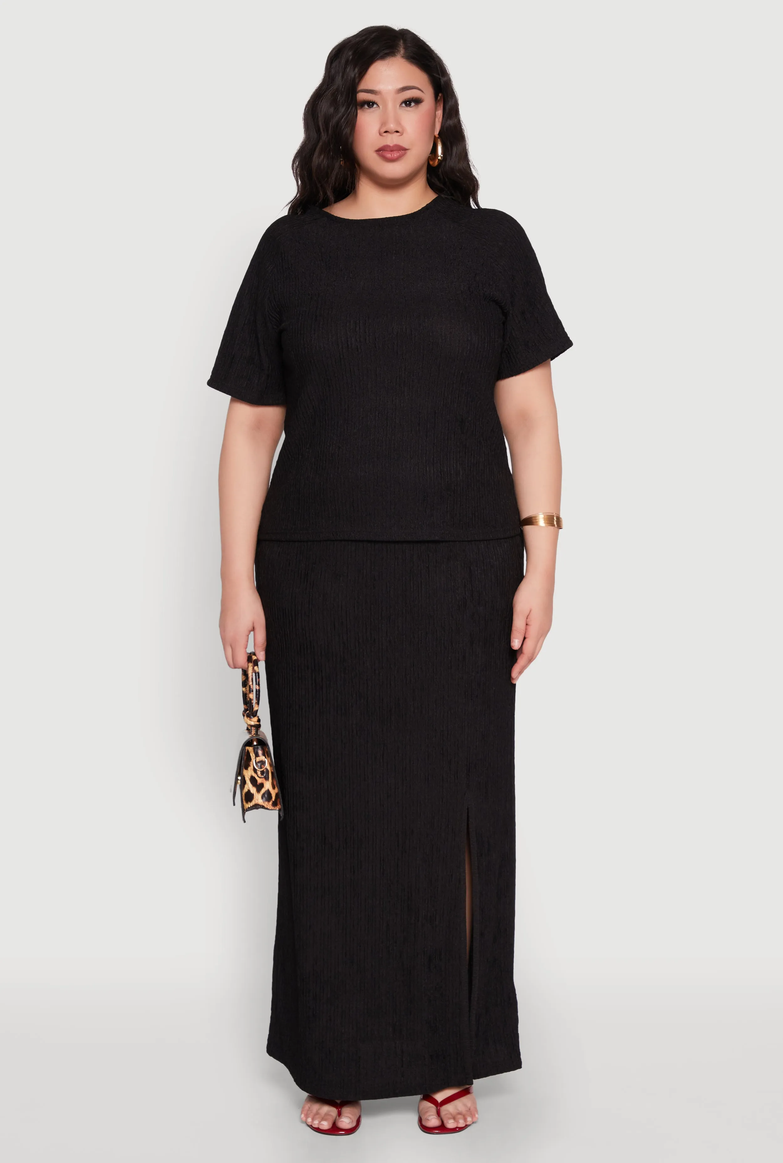 Plus Size High Waisted Slit Front Skirt sold by Rainbow product image thumbnail 2