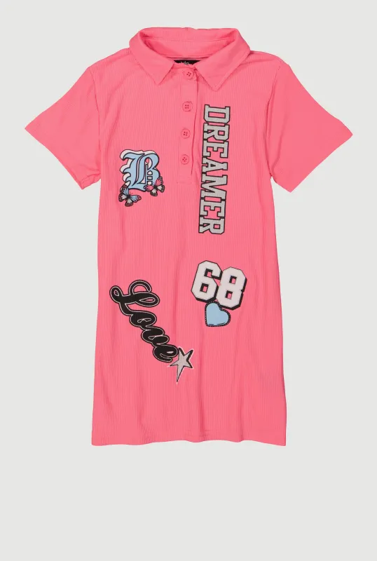 Little Girls Dreamer Graphic Polo Dress sold by Rainbow