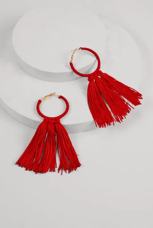 Tassel Hoop Earrings sold by Rainbow