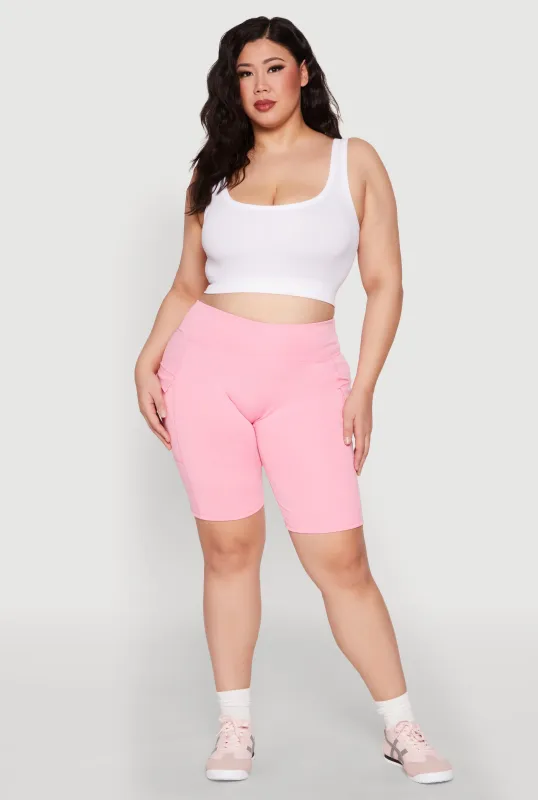 Plus Size High Waisted Cargo Pocket Biker Shorts sold by Rainbow