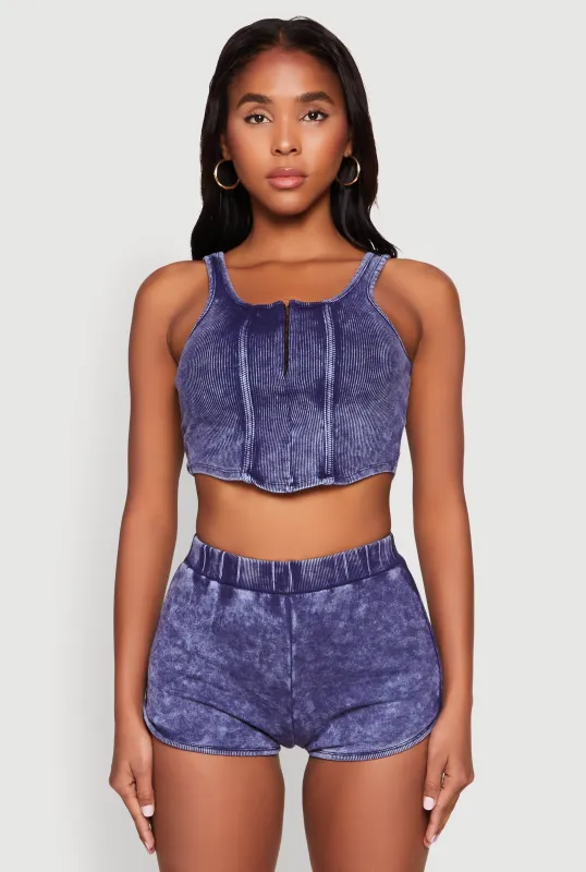 Cropped Mineral Wash Corset Top sold by Rainbow