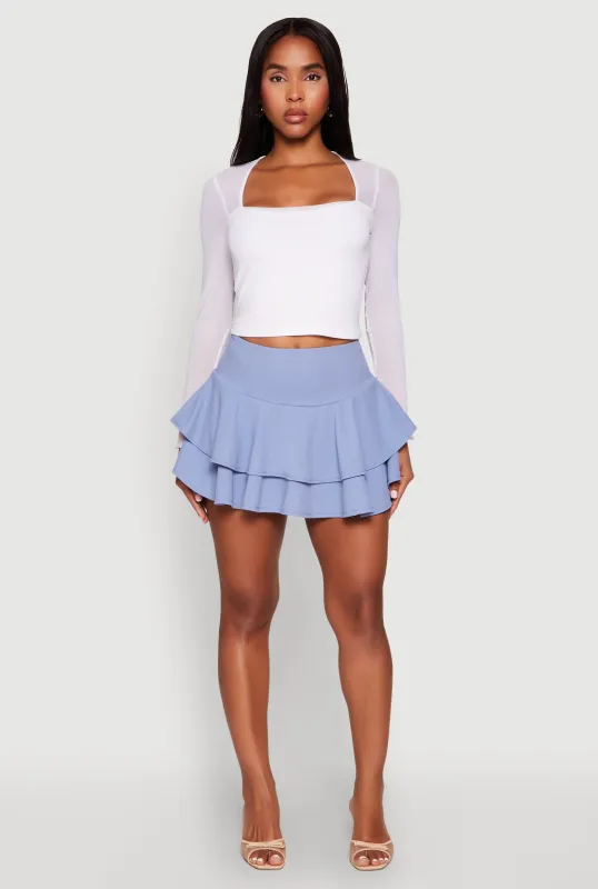 Crepe Knit Mini Tiered Skort sold by Rainbow