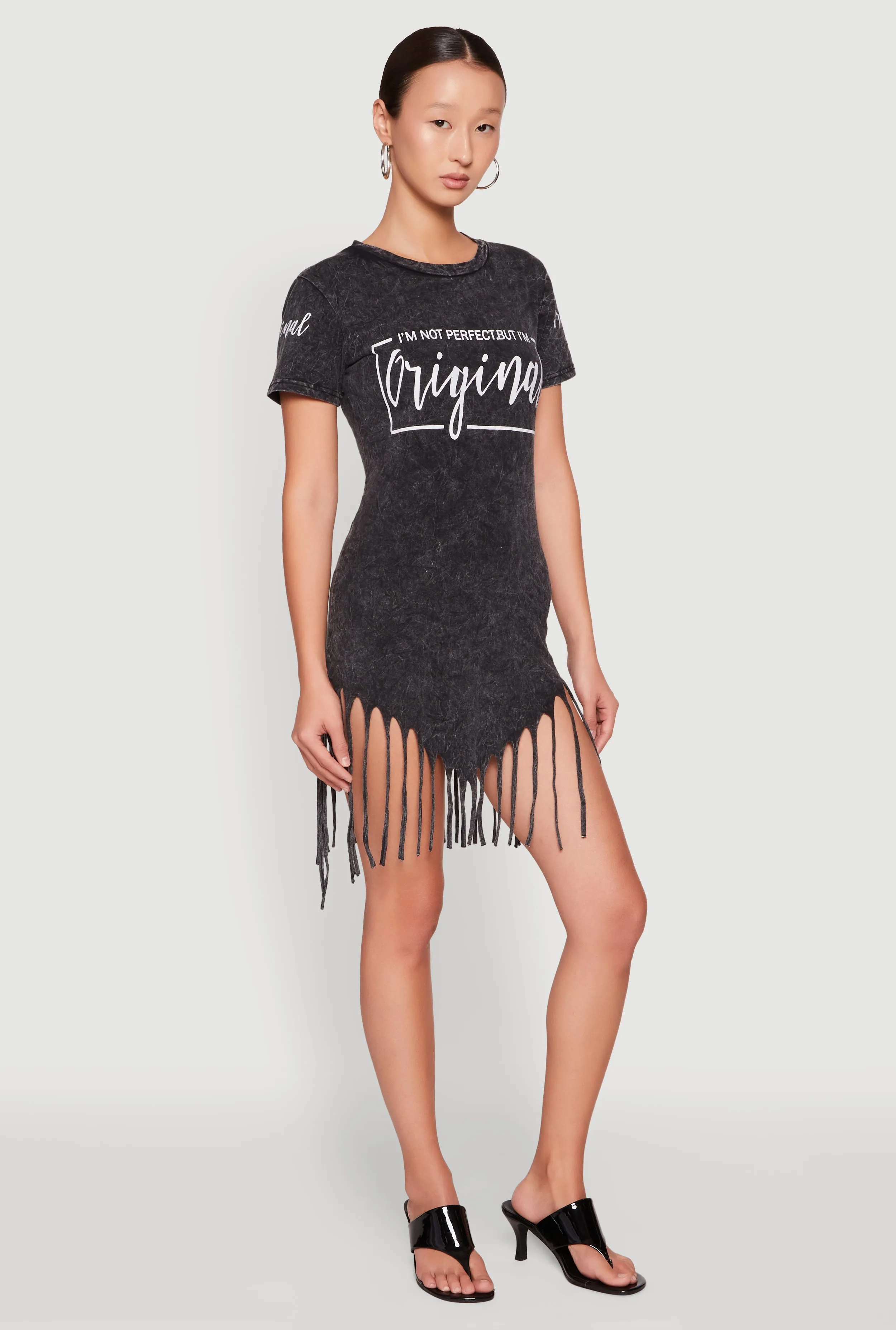 Mineral Wash Im Not Perfect But Im Original Fringe Dress sold by Rainbow