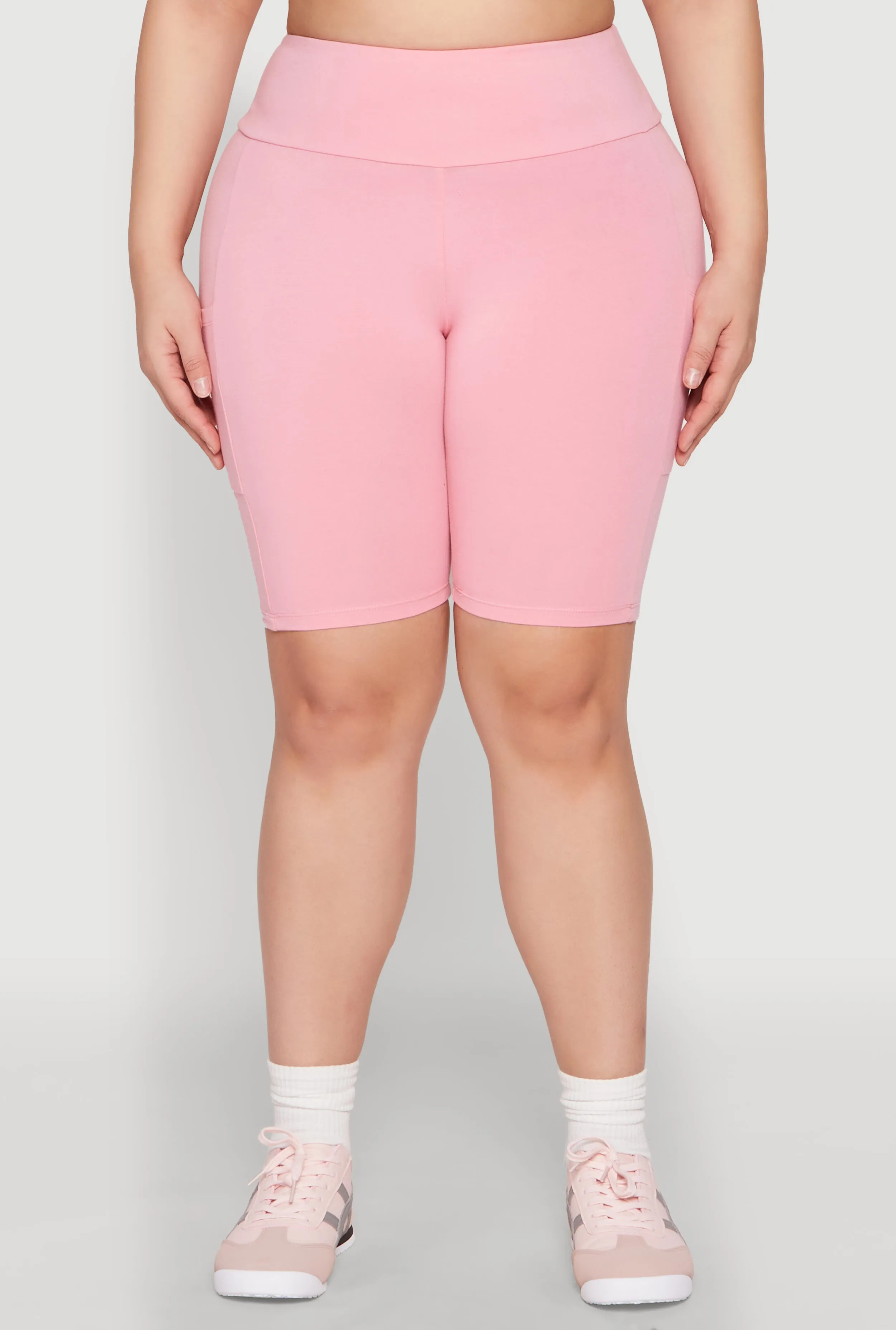 Plus Size High Waist Cell Phone Pocket Biker Shorts sold by Rainbow product image thumbnail 5