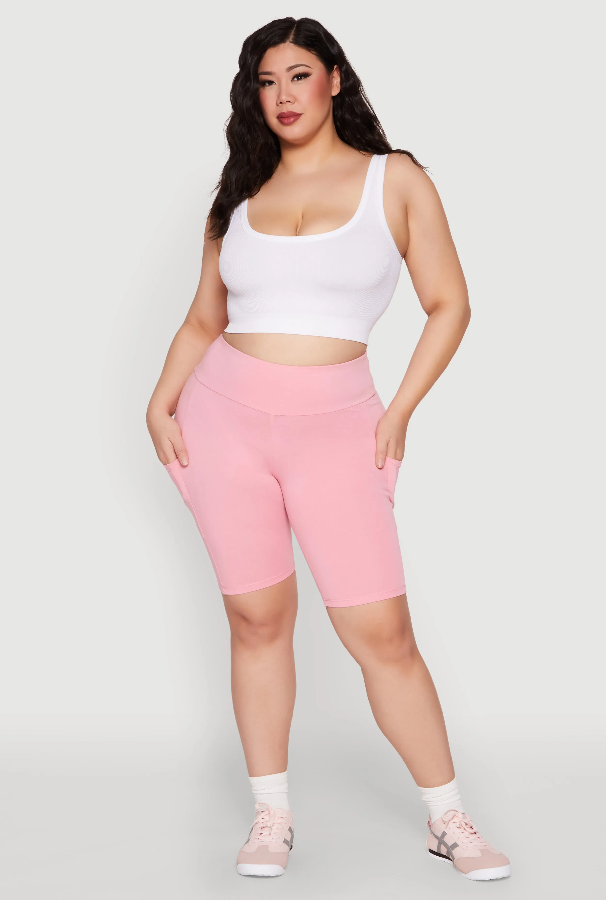 Plus Size High Waist Cell Phone Pocket Biker Shorts sold by Rainbow product image thumbnail 2