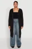 Plus Size Ribbed Soft Knit Open Front Duster sold by Rainbow
