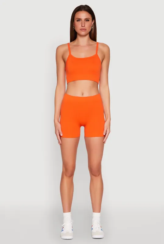 Rib Knit Crop Top and Biker Shorts sold by Rainbow