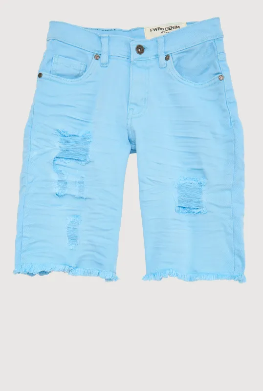 Boys Patch and Repair Denim Bermuda Shorts sold by Rainbow
