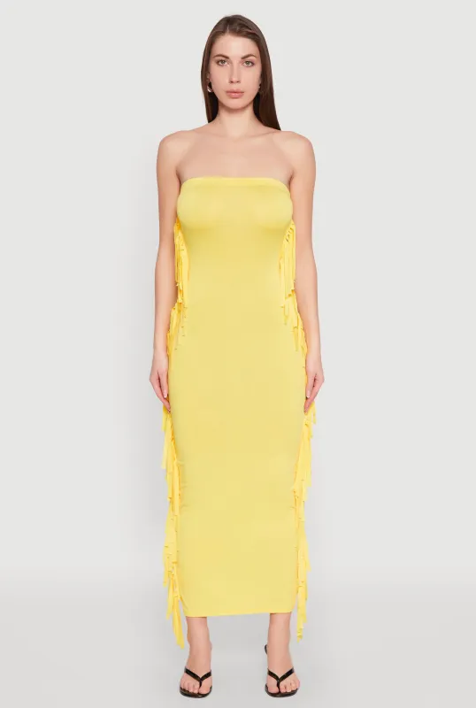 Side Fringe Maxi Tube Dress sold by Rainbow