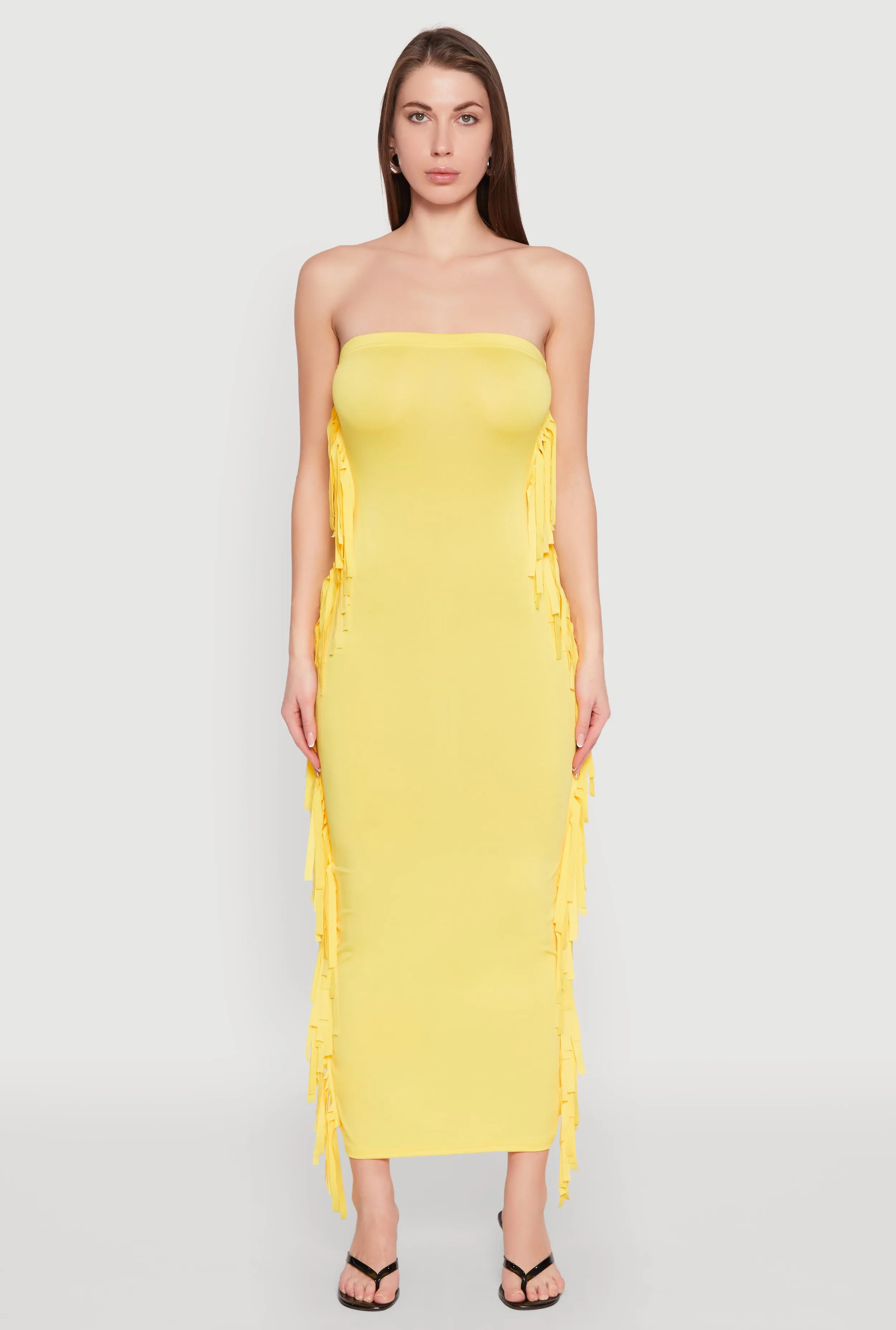 Side Fringe Maxi Tube Dress sold by Rainbow