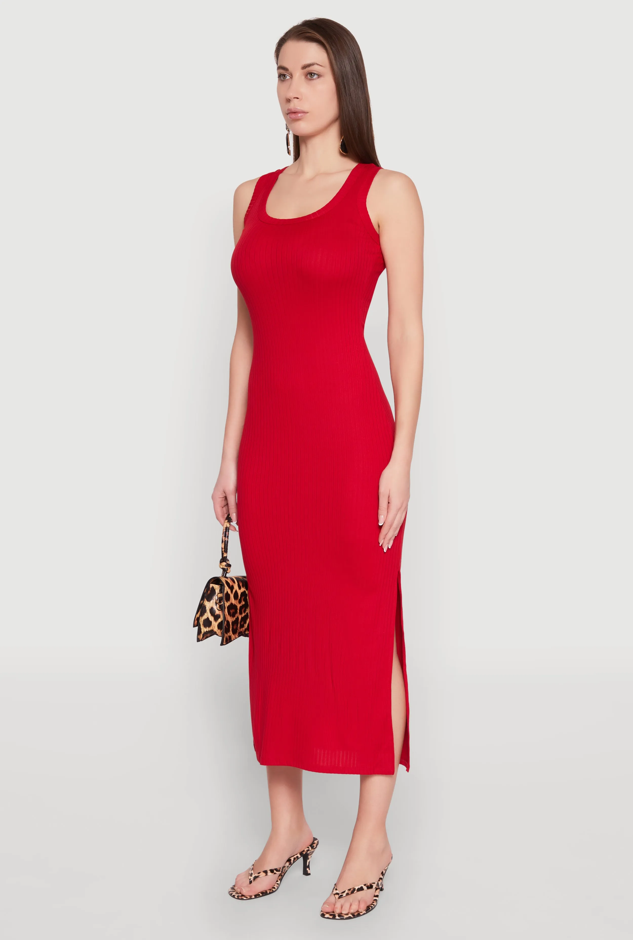 Ribbed Knit Scoop Neck Maxi Tank Dress sold by Rainbow product image thumbnail 3