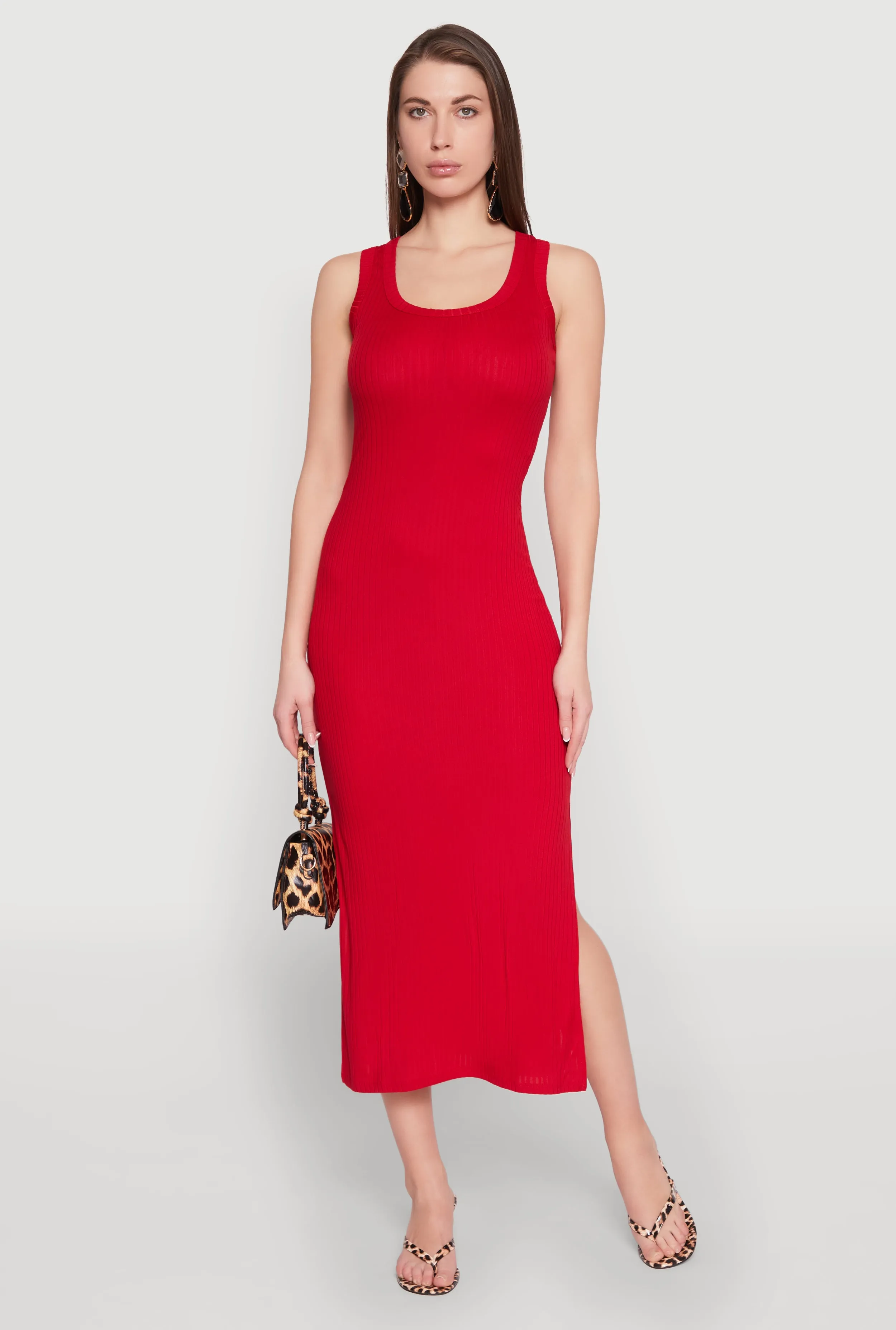 Ribbed Knit Scoop Neck Maxi Tank Dress sold by Rainbow