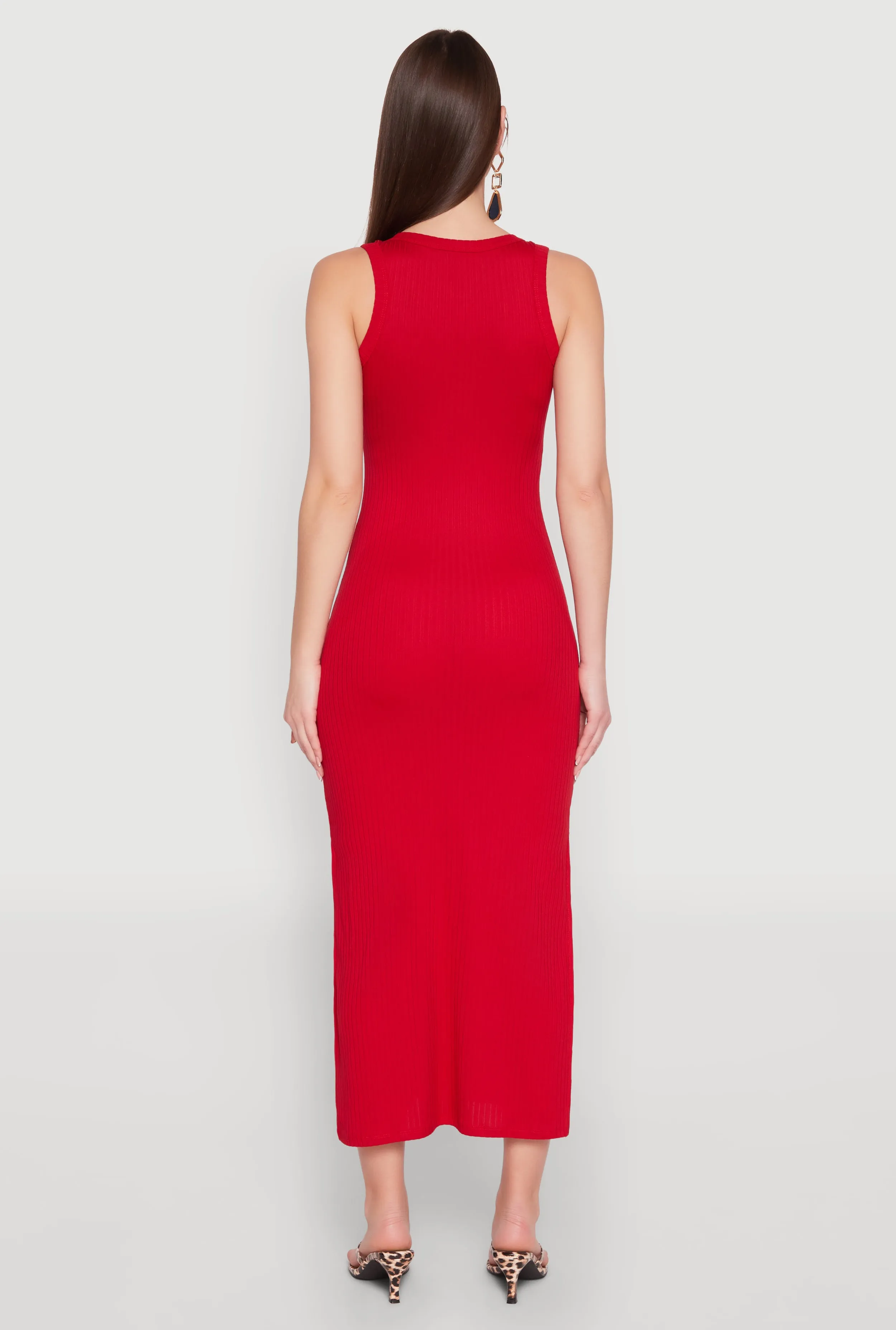 Ribbed Knit Scoop Neck Maxi Tank Dress sold by Rainbow product image thumbnail 5