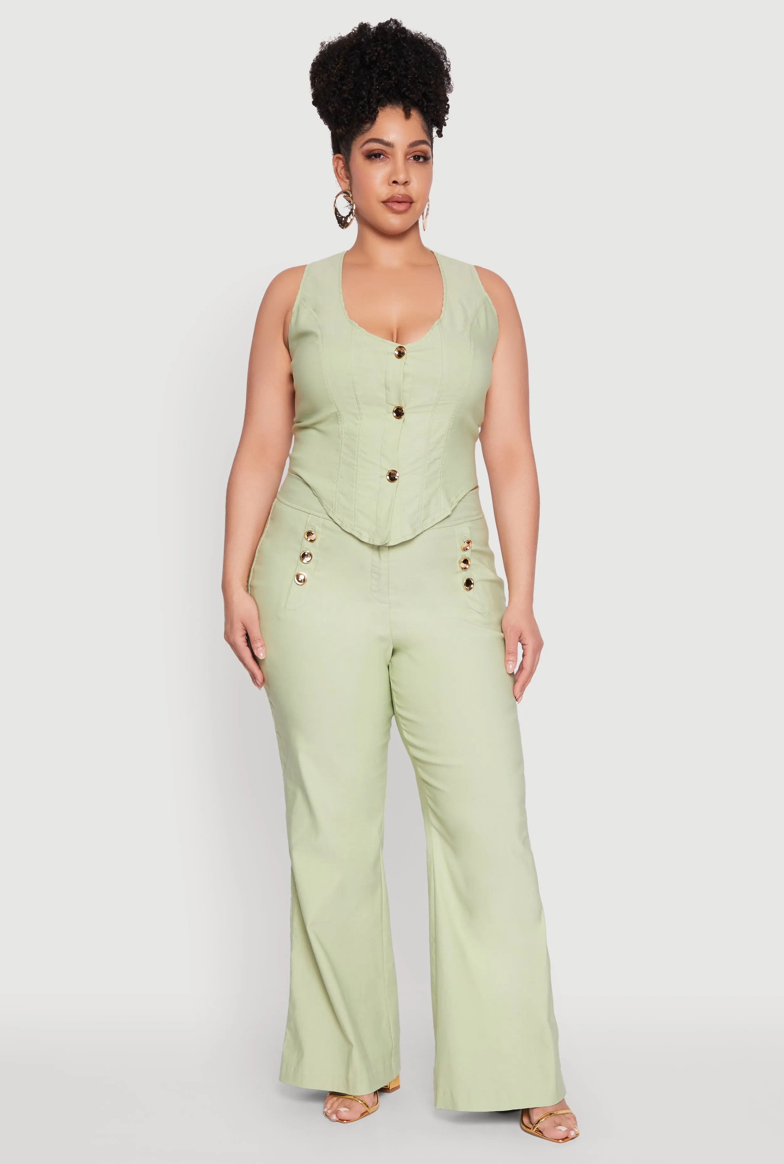 Plus Size Flared Pull On Dress Pants sold by Rainbow product image thumbnail 2